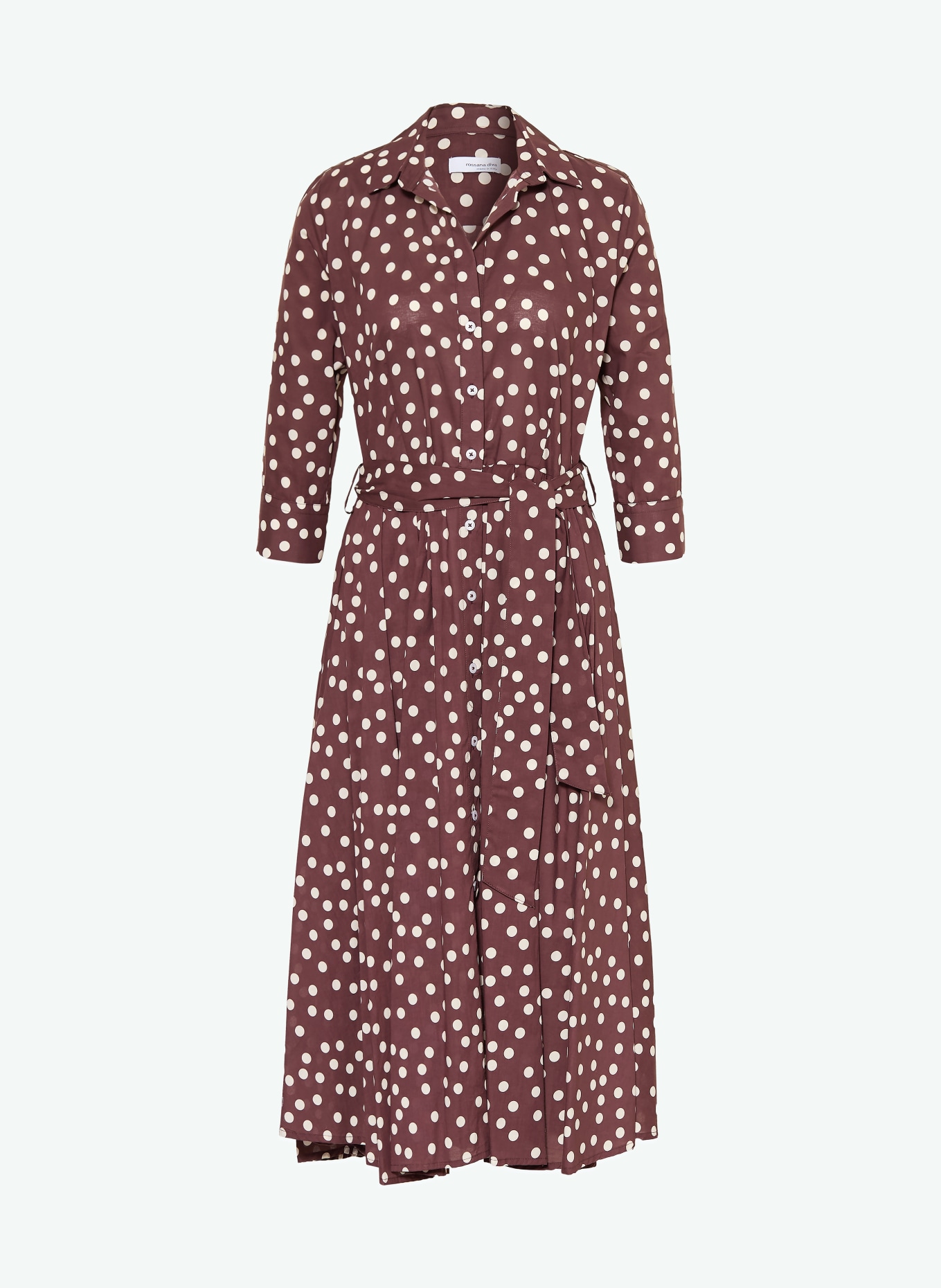 rossana diva Robe chemisier à manches 3/4: MARRON / BLANC