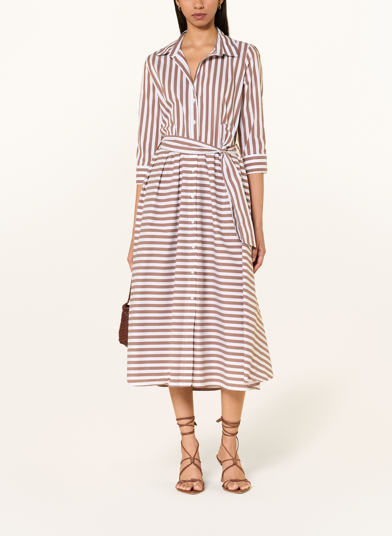 rossana diva Overhemdjurk met 3/4-mouwen: WIT / BRUIN