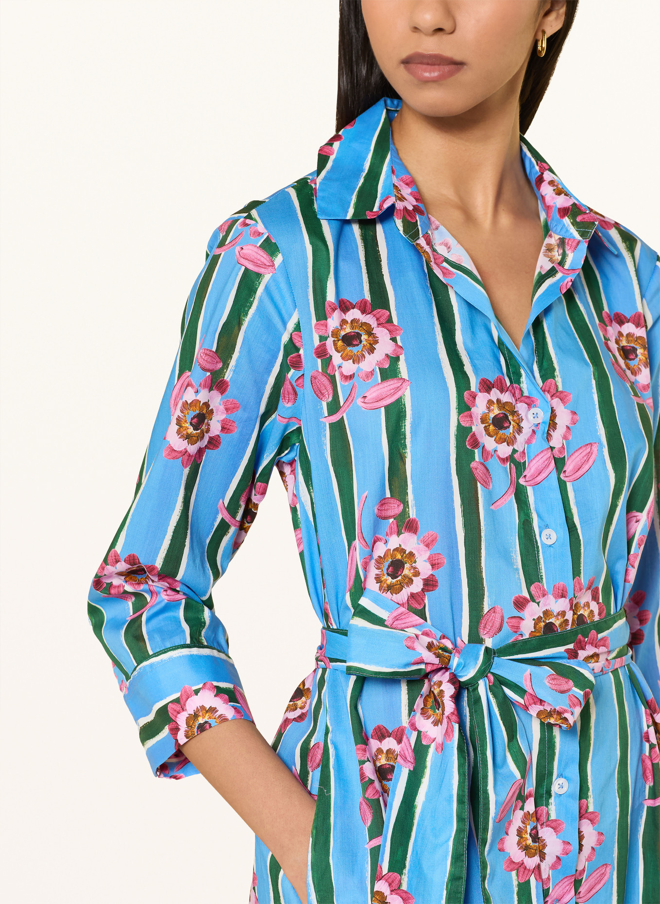 rossana diva Overhemdjurk met 3/4-mouwen: BLAUW / ROZE / DONKERGROEN