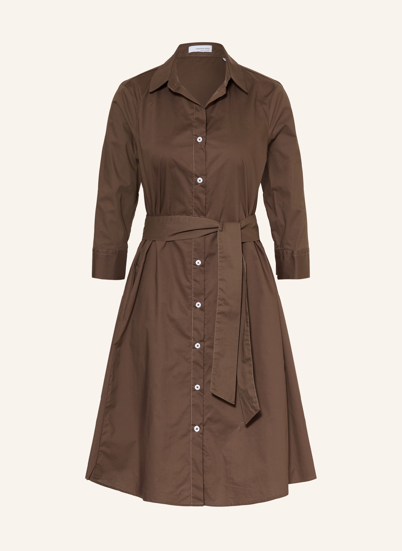 rossana diva Robe chemisier à manches 3/4: MARRON