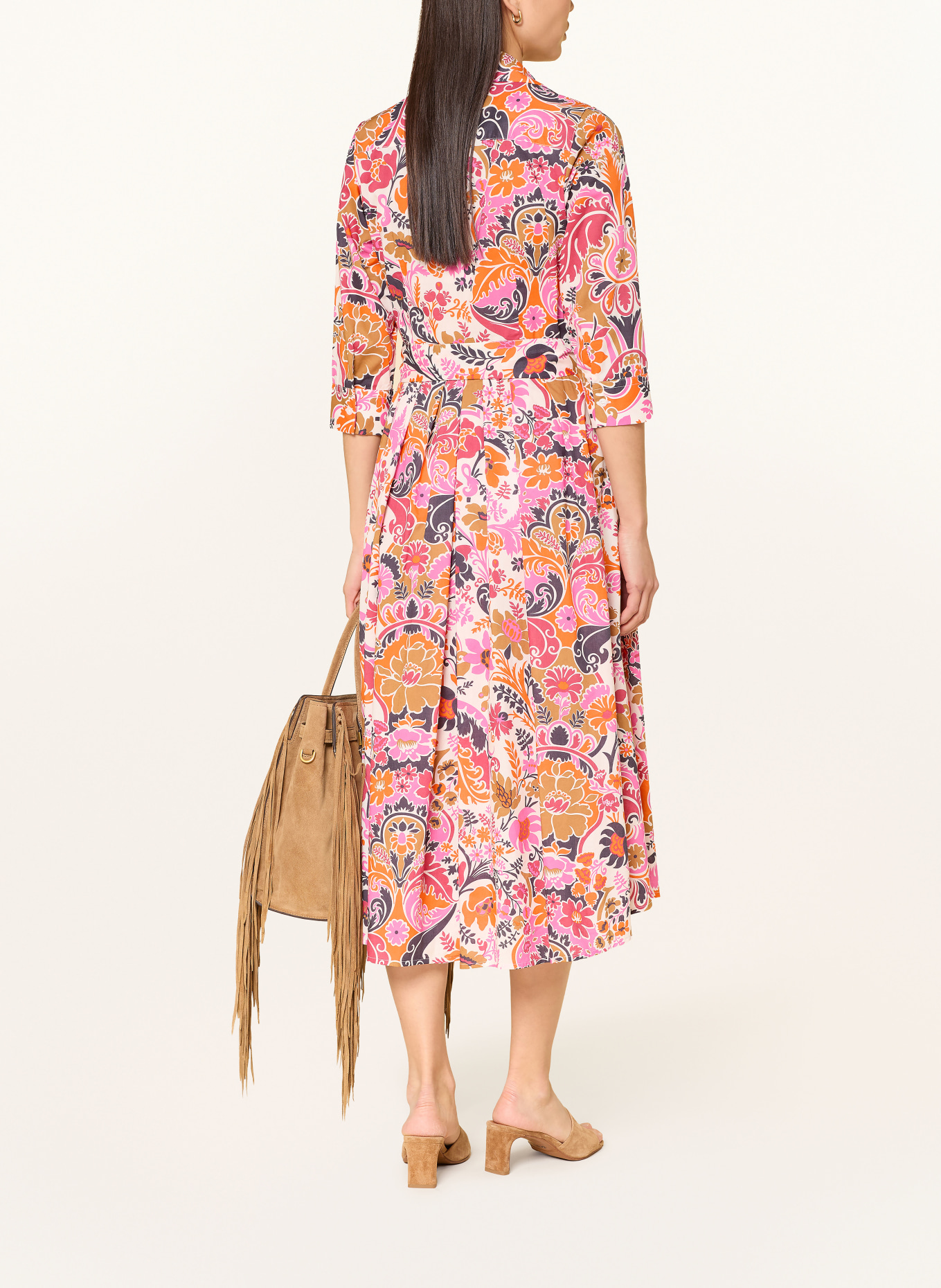 rossana diva Hemdblusenkleid mit 3/4-Arm: WEISS / PINK / ORANGE