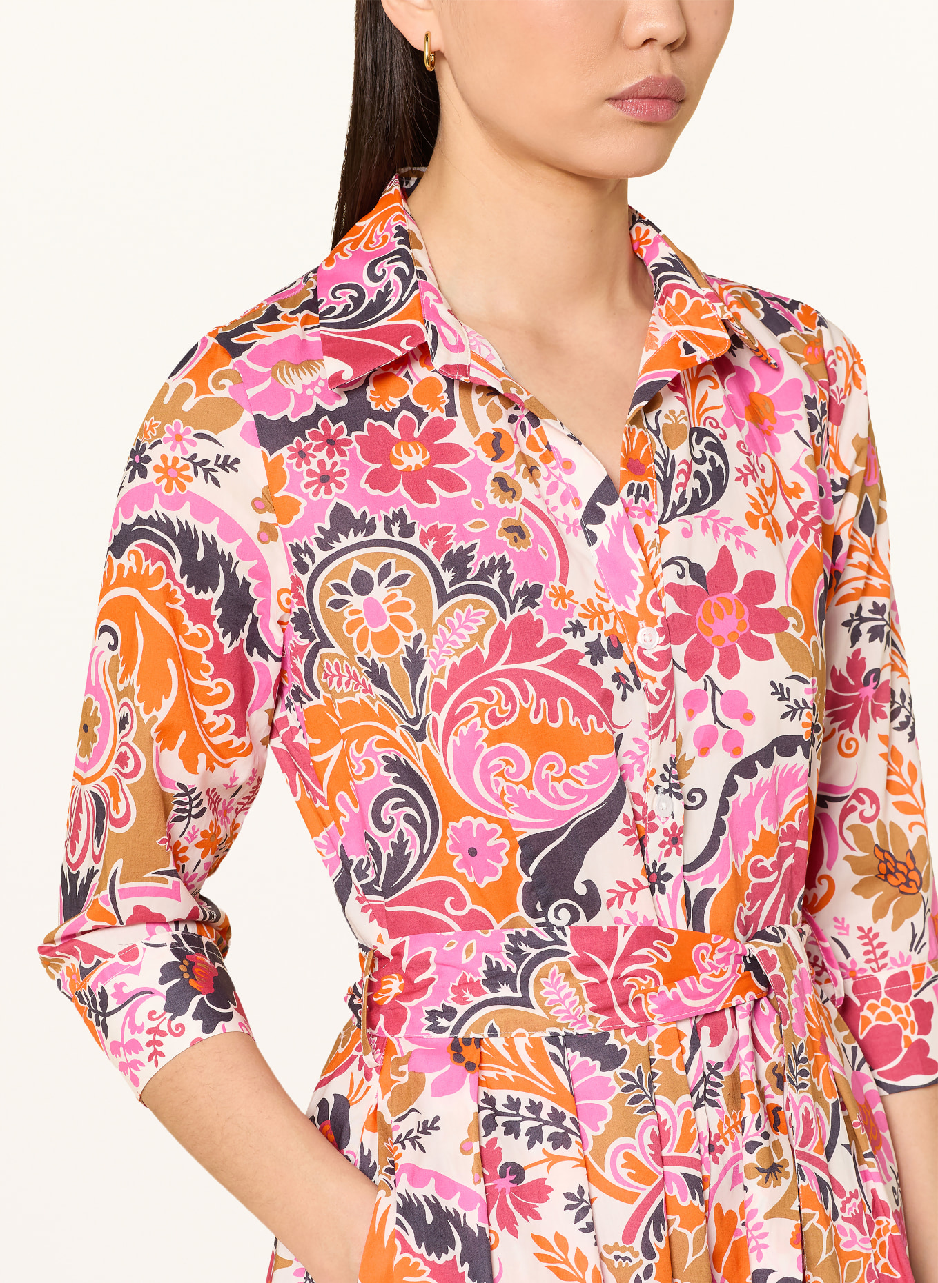 rossana diva Hemdblusenkleid mit 3/4-Arm: WEISS / PINK / ORANGE