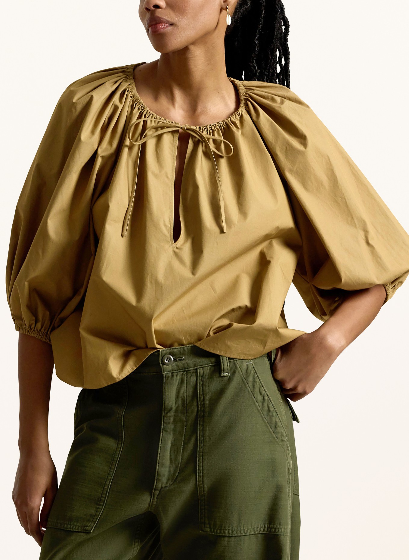 POLO RALPH LAUREN Blouse shirt with 3/4 sleeves: CAMEL