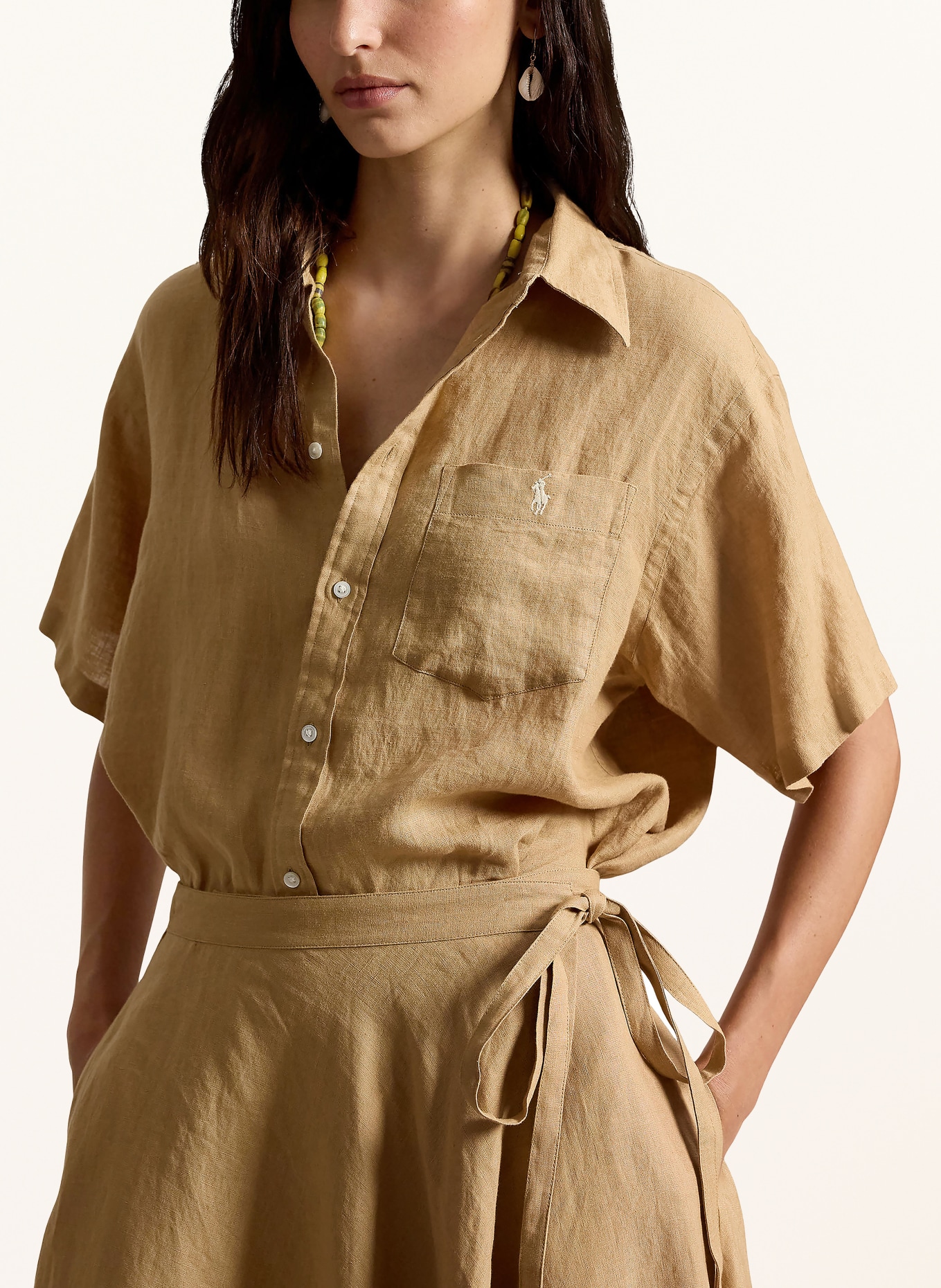 POLO RALPH LAUREN Linnen overhemdblouse: CAMEL