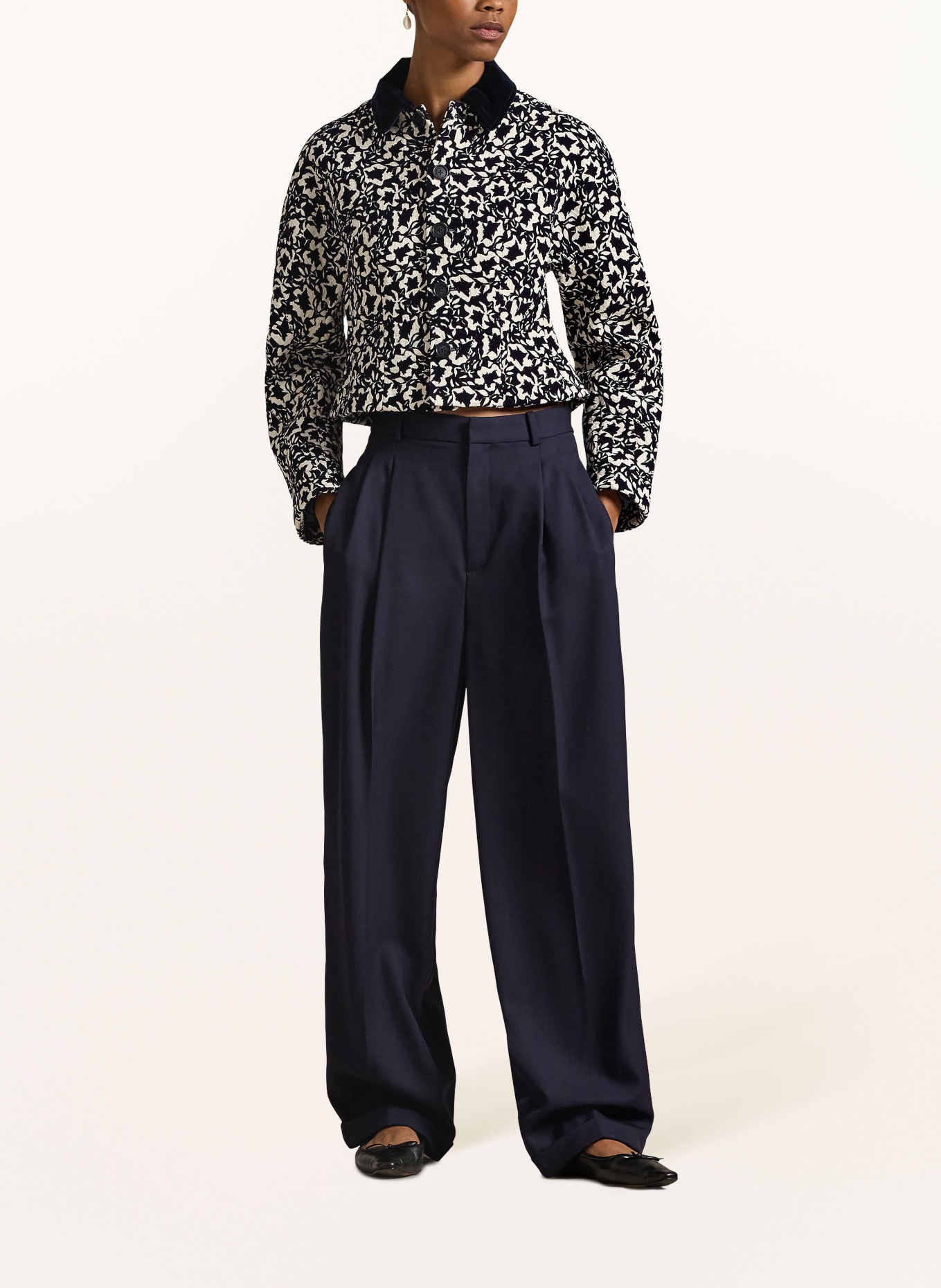 POLO RALPH LAUREN Tweed-Jacke: DUNKELBLAU / WEISS