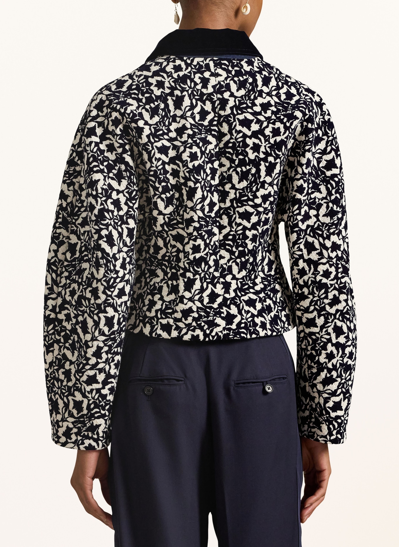 POLO RALPH LAUREN Tweed-Jacke: DUNKELBLAU / WEISS