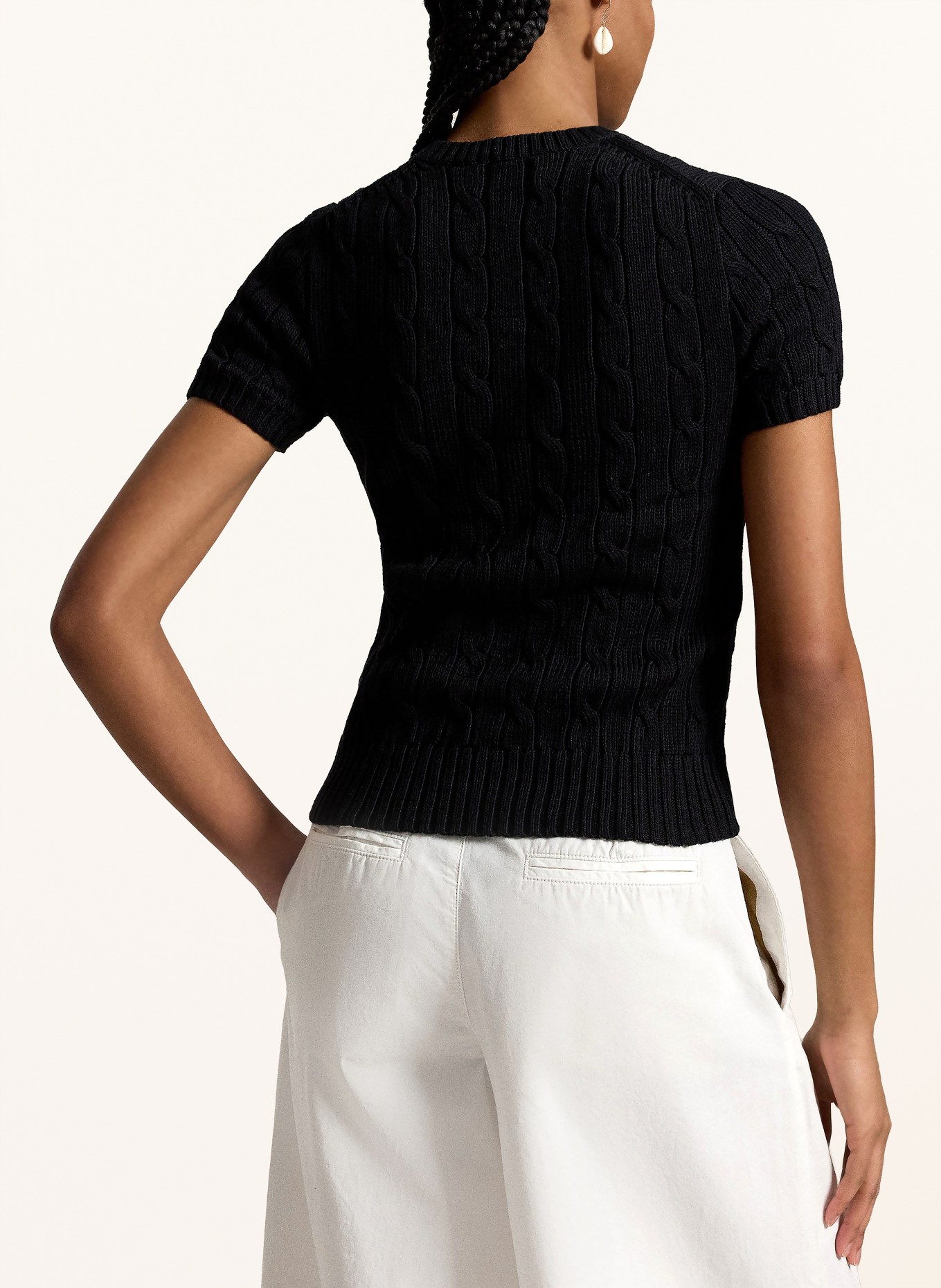 POLO RALPH LAUREN pletené tričko: ČERNÁ