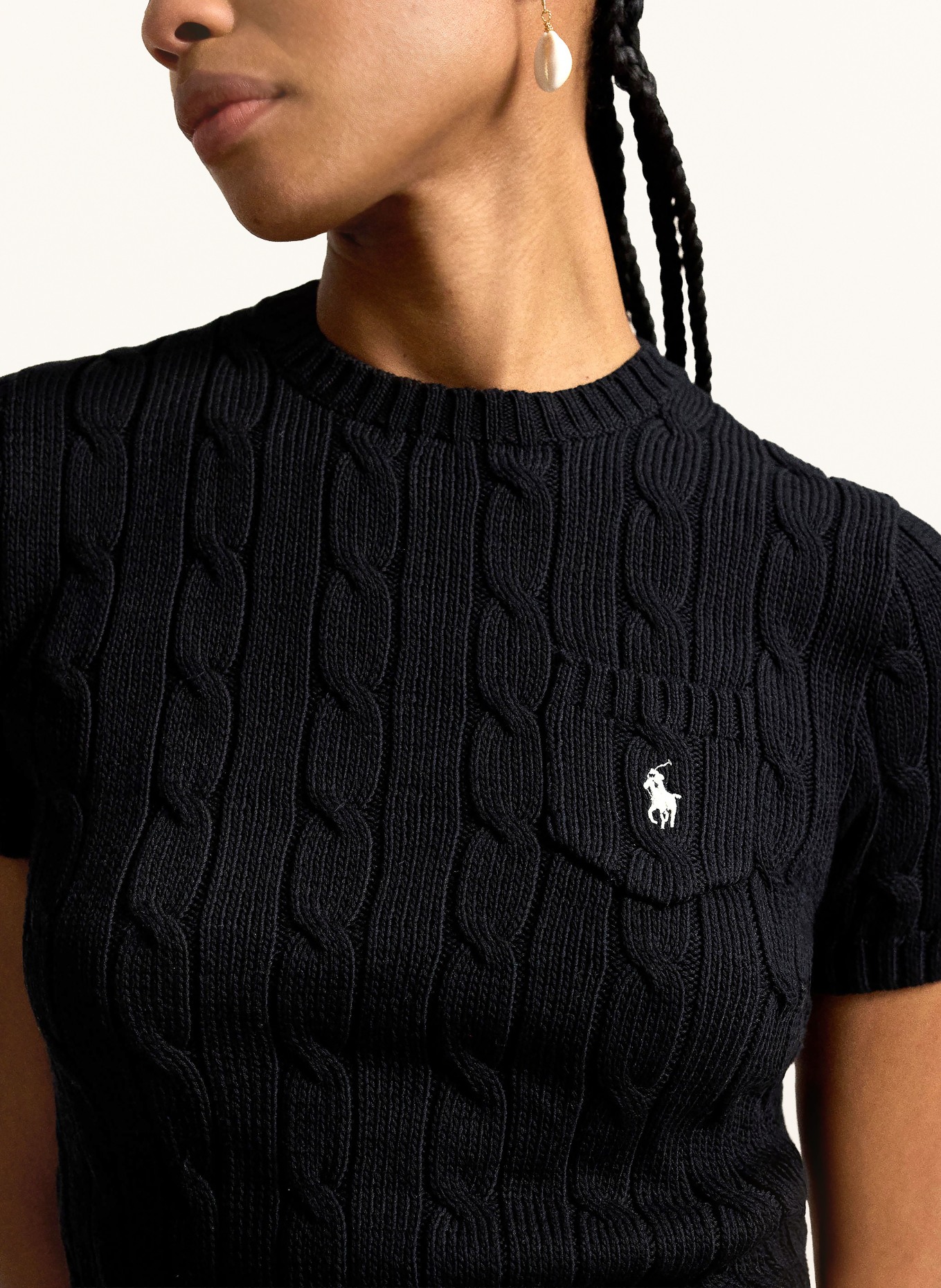 POLO RALPH LAUREN pletené tričko: ČERNÁ