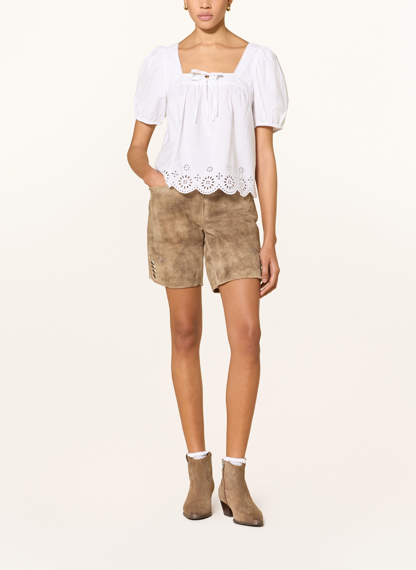 Spieth & Wensky Traditionele leren broek HARMONY: BEIGE