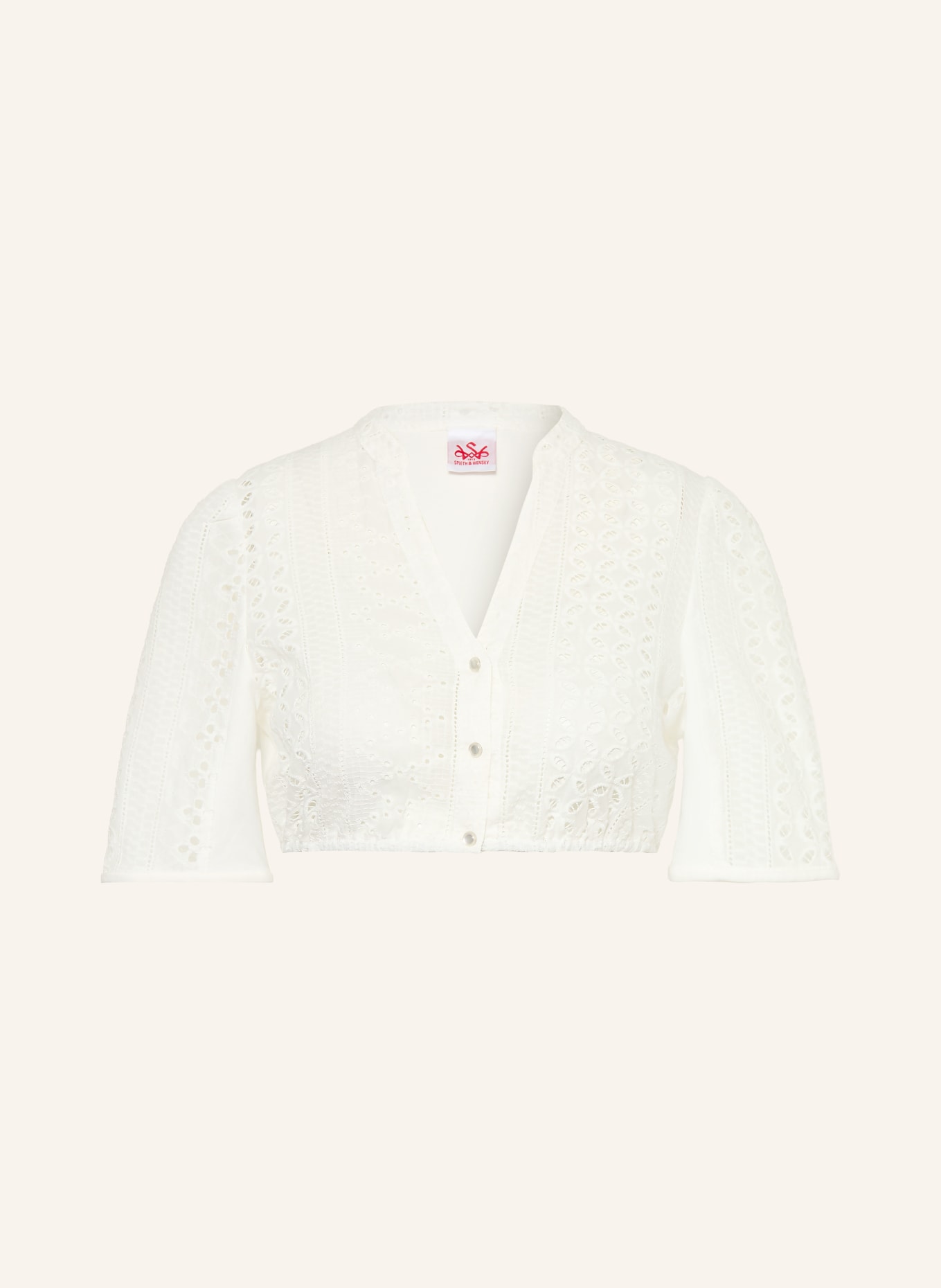 Spieth & Wensky Dirndlbluse HILKE mit Lochspitze: WEISS