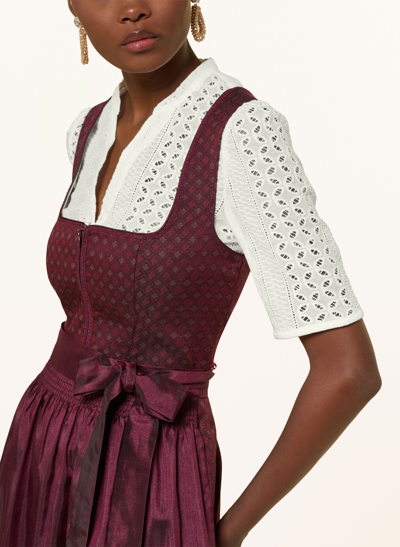 Spieth & Wensky Dirndlbluse HILKE mit Lochspitze: WEISS