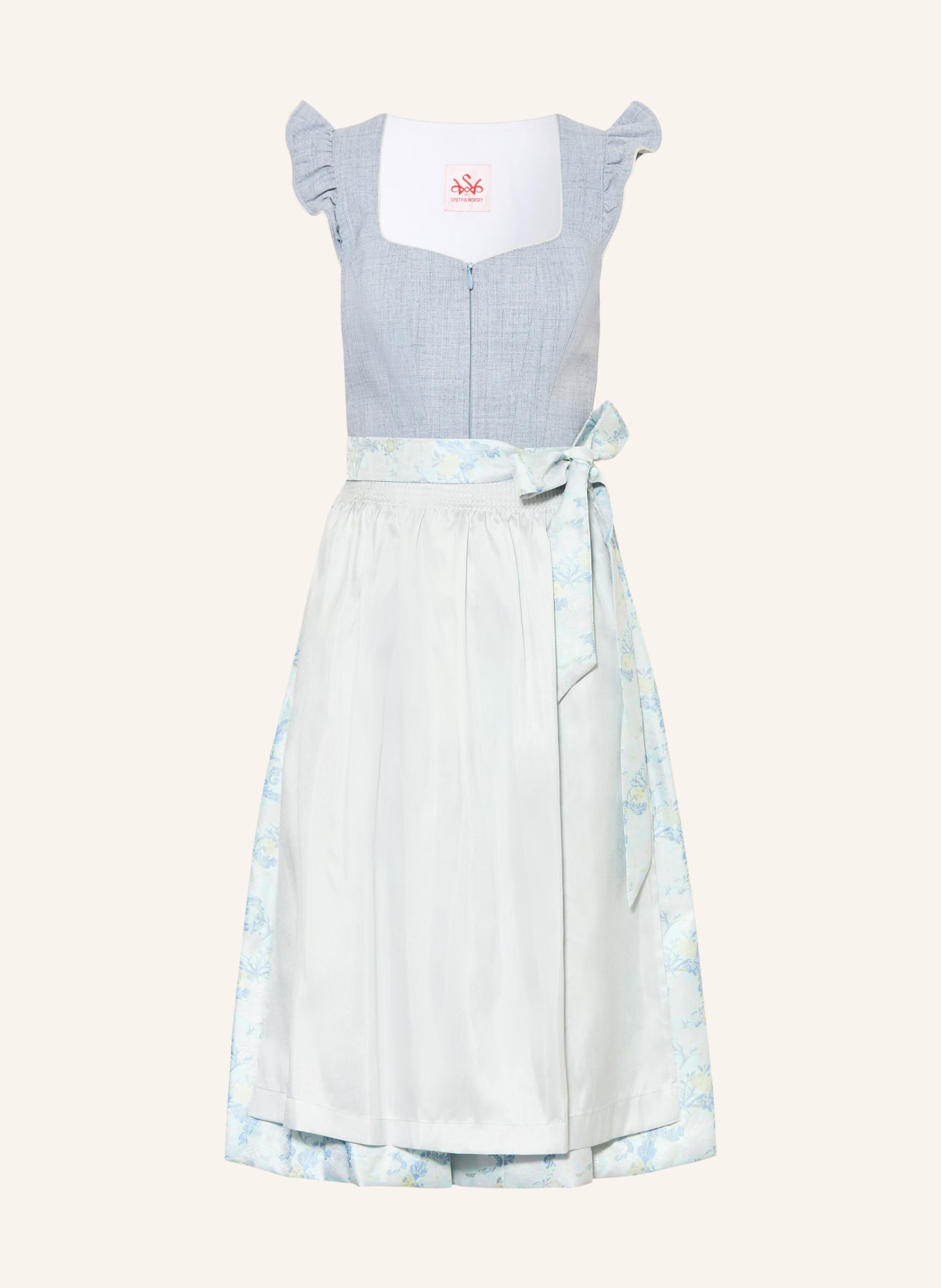 Spieth & Wensky Dirndl HADI: BLAUWGRIJS / LICHTGROEN / BLAUW