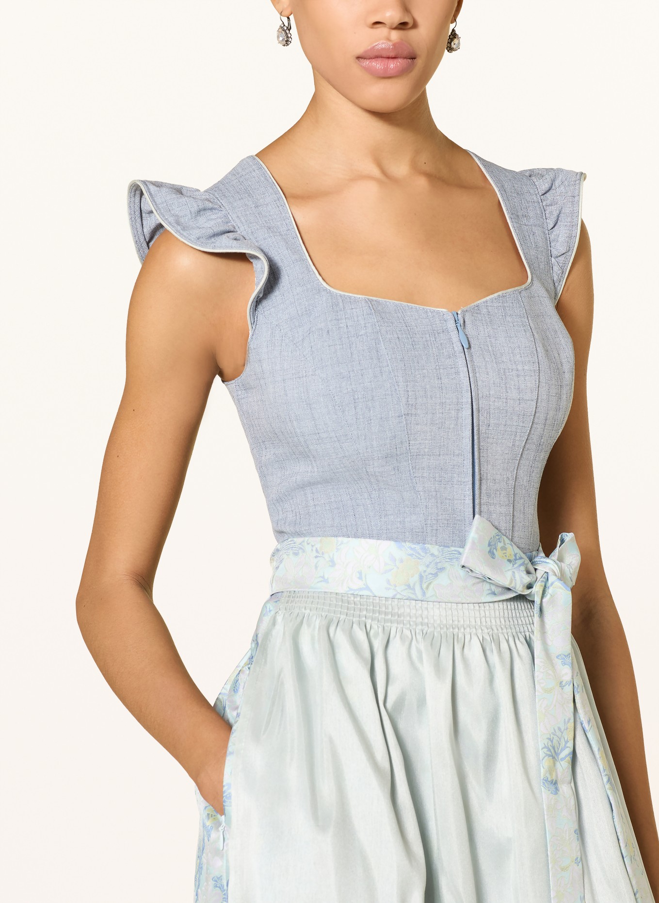 Spieth & Wensky Dirndl HADI: BLAUWGRIJS / LICHTGROEN / BLAUW