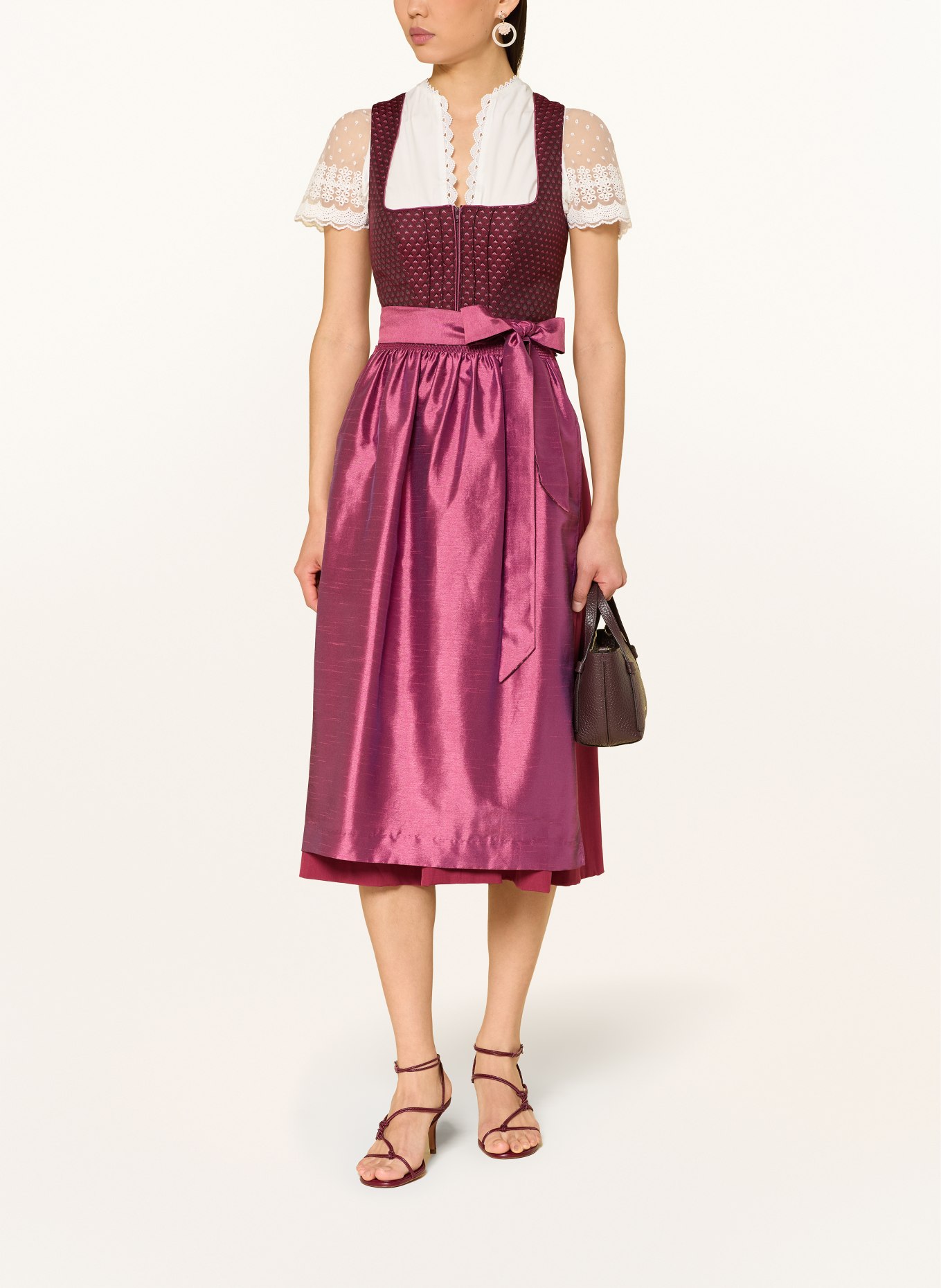 Spieth & Wensky HOLUNDER Dirndl in a mix of fabrics: DARK RED / PINK