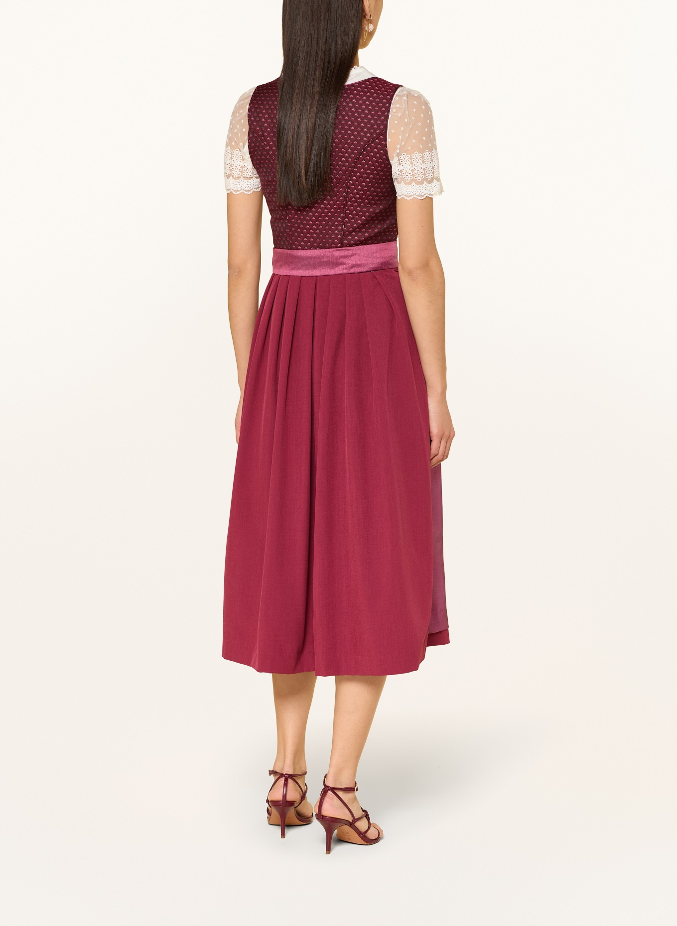 Spieth & Wensky HOLUNDER Dirndl in a mix of fabrics: DARK RED / PINK