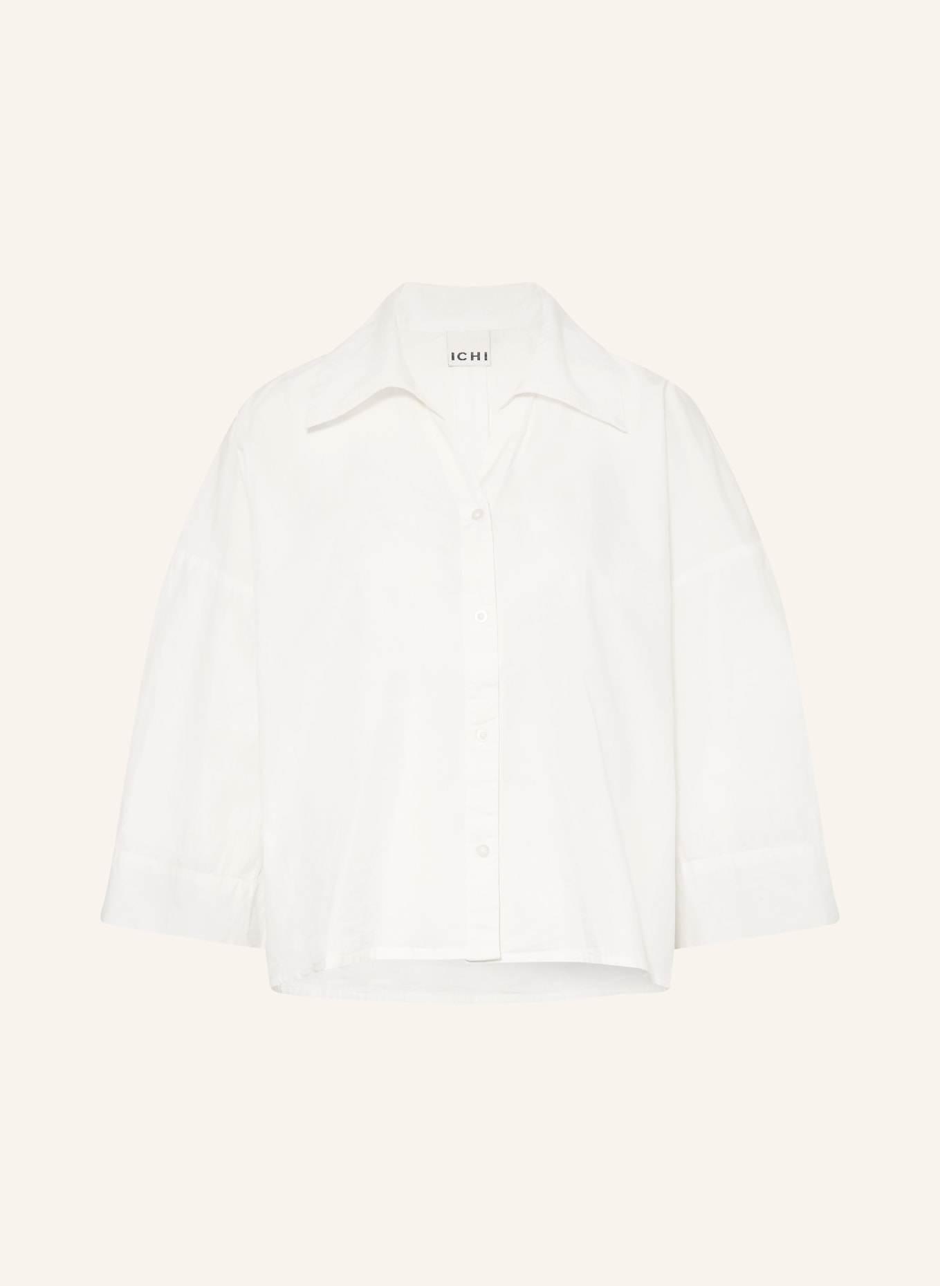 ICHI IHLUANNE-blouse met 3/4-mouwen: WIT