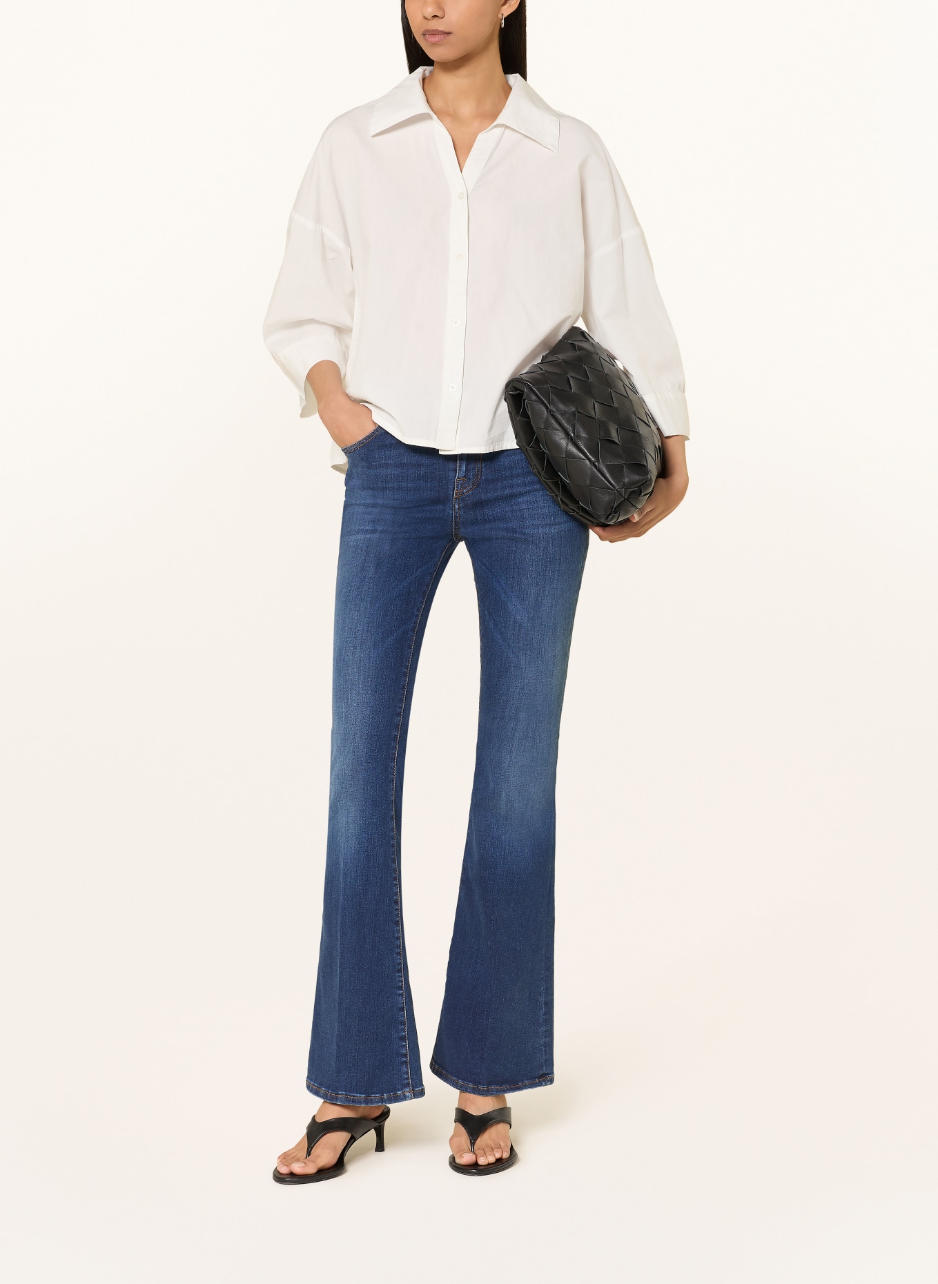 ICHI IHLUANNE-blouse met 3/4-mouwen: WIT