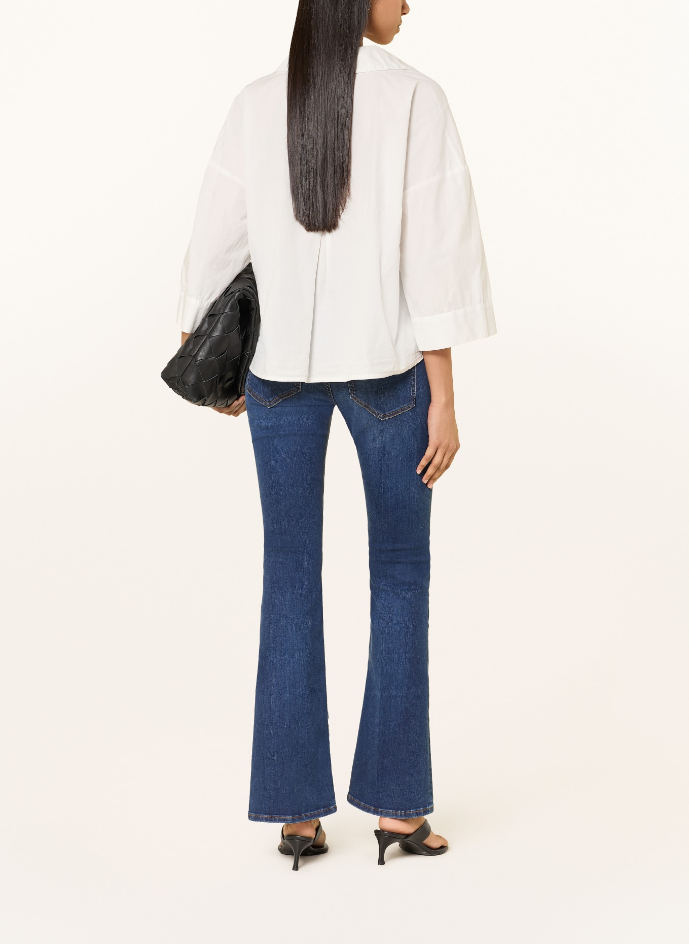 ICHI IHLUANNE-blouse met 3/4-mouwen: WIT