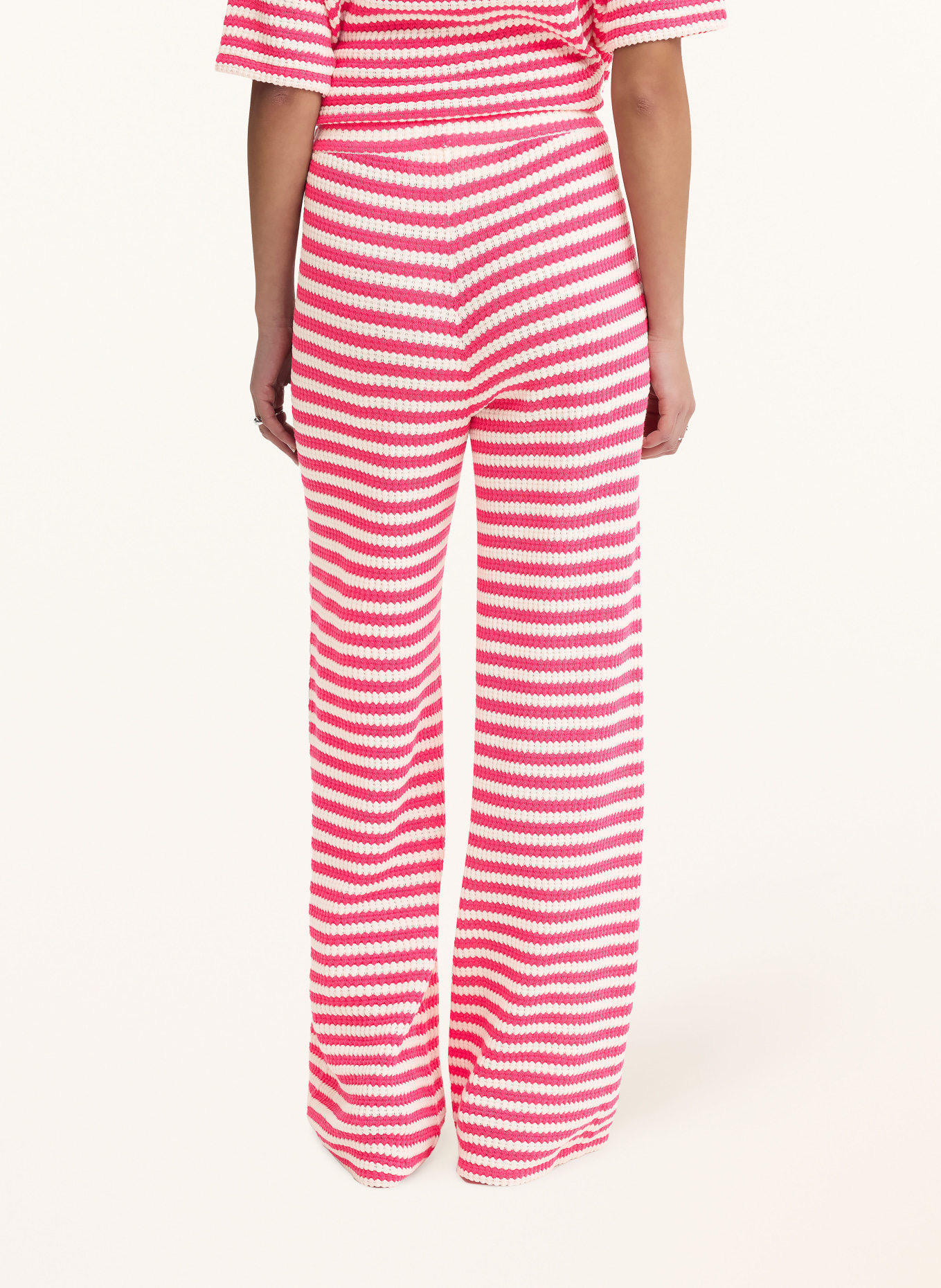 ICHI Knitted Pants IHLORIANNA: PINK / CREAM