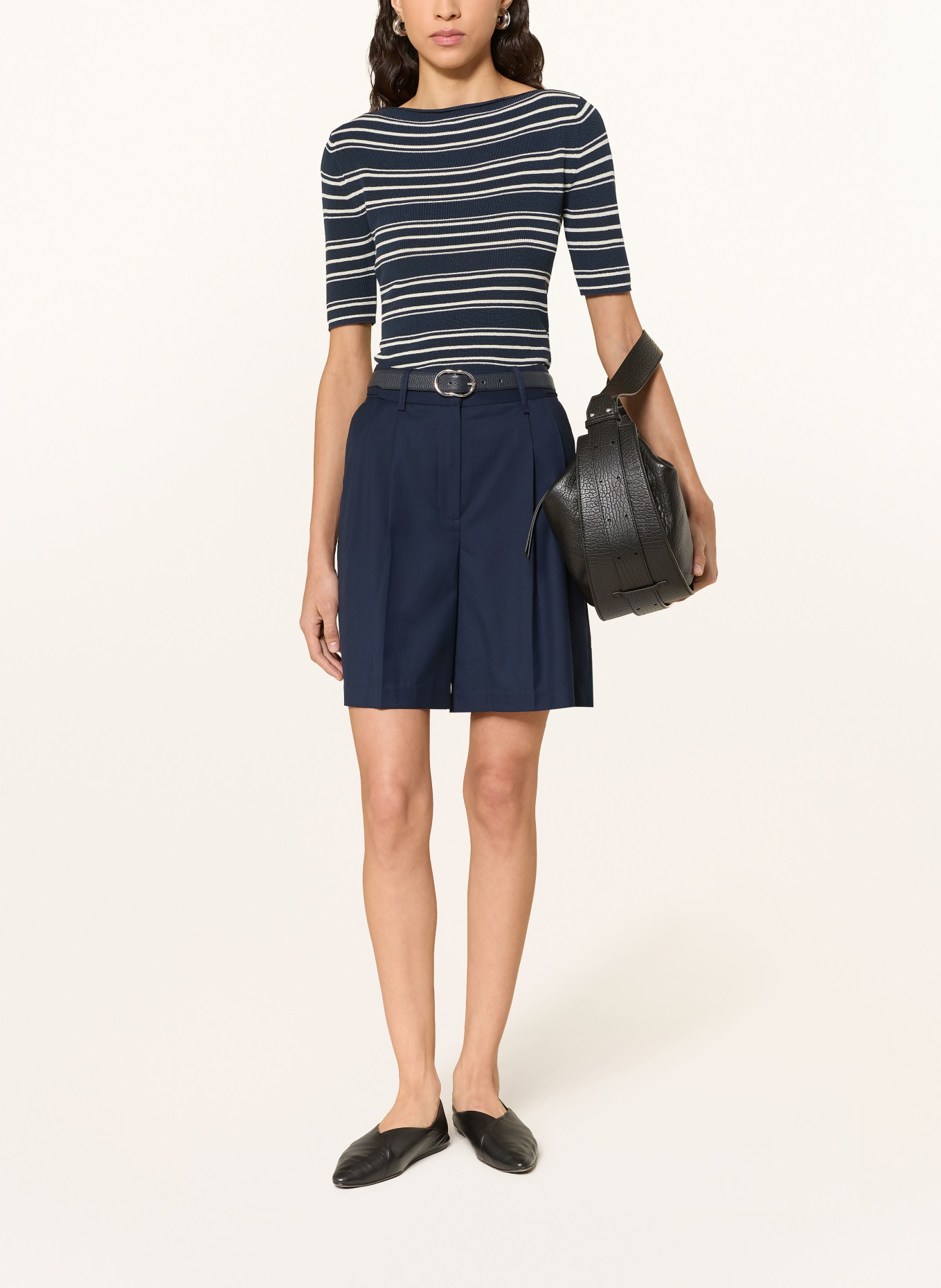 MAX & Co. Gebreid shirt PASSATA: DONKERBLAUW / WIT