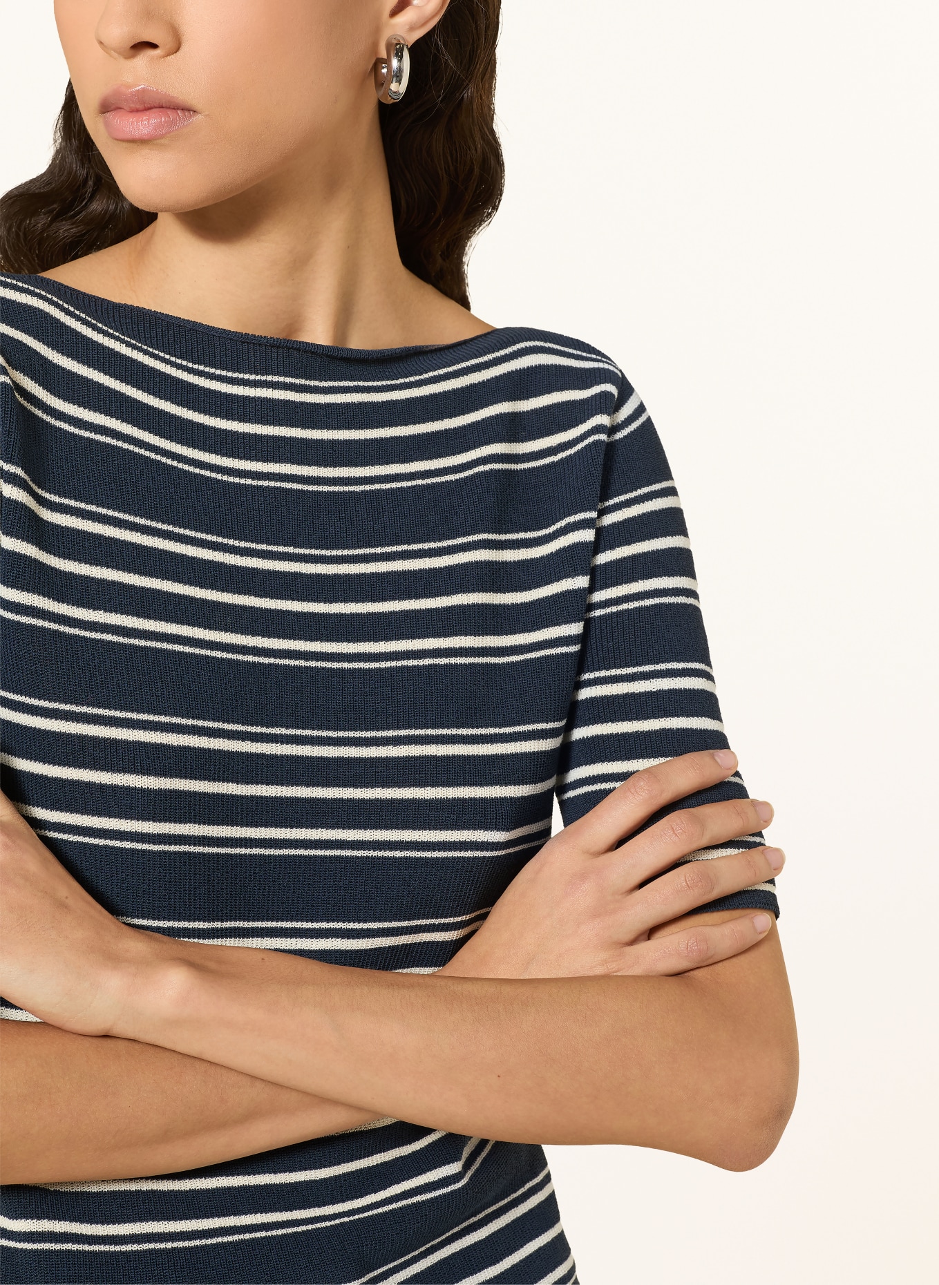 MAX & Co. Gebreid shirt PASSATA: DONKERBLAUW / WIT