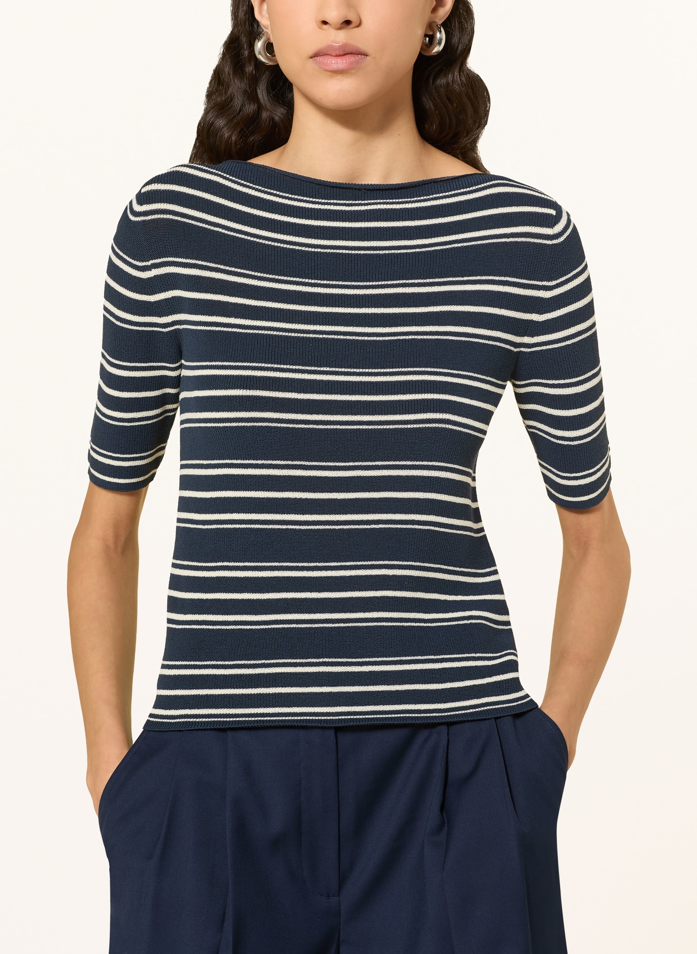 MAX & Co. Gebreid shirt PASSATA: DONKERBLAUW / WIT