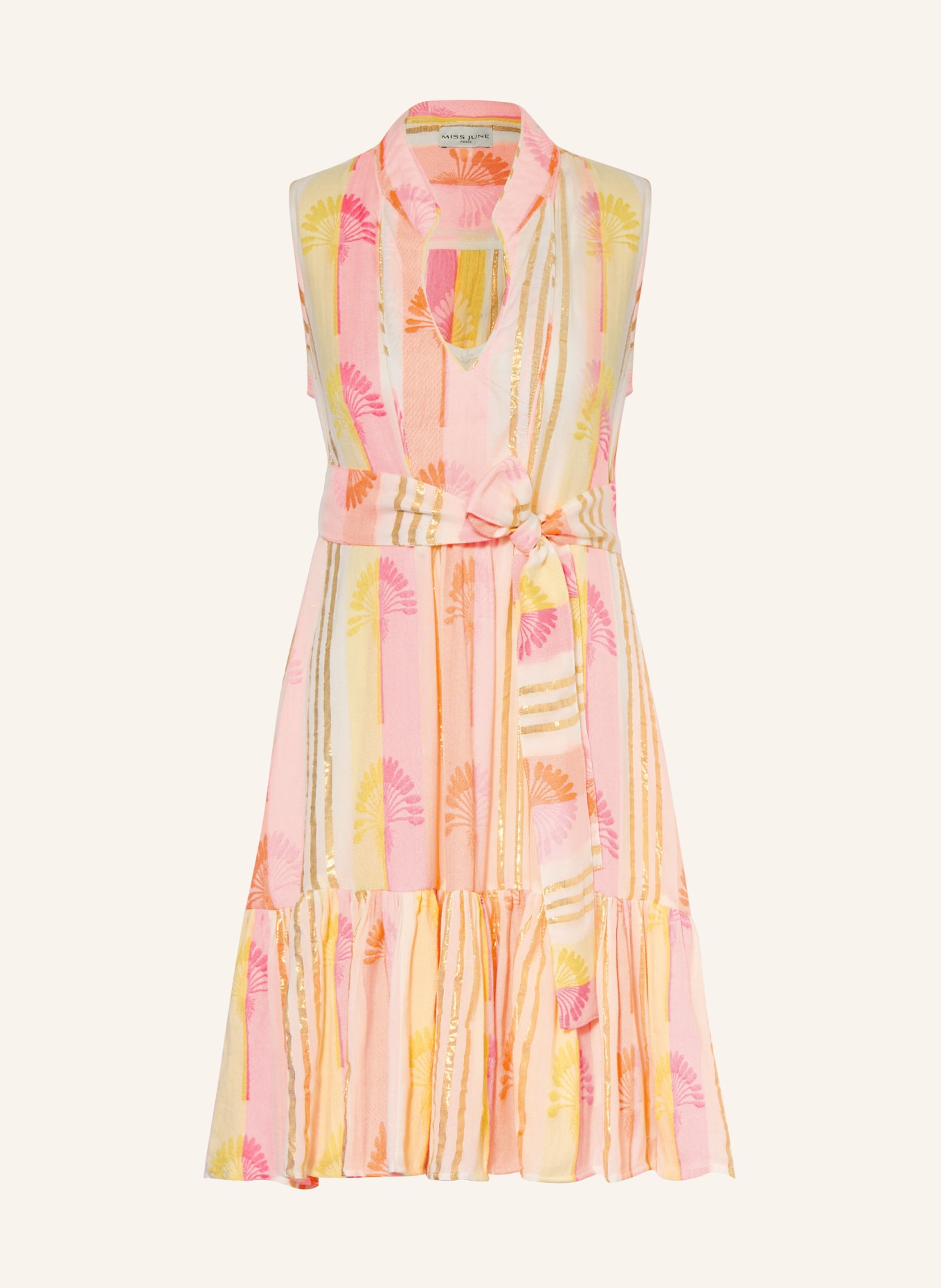 MISS JUNE TRACY dress with glitter thread: WHITE / NEON PINK / NEON ORANGE