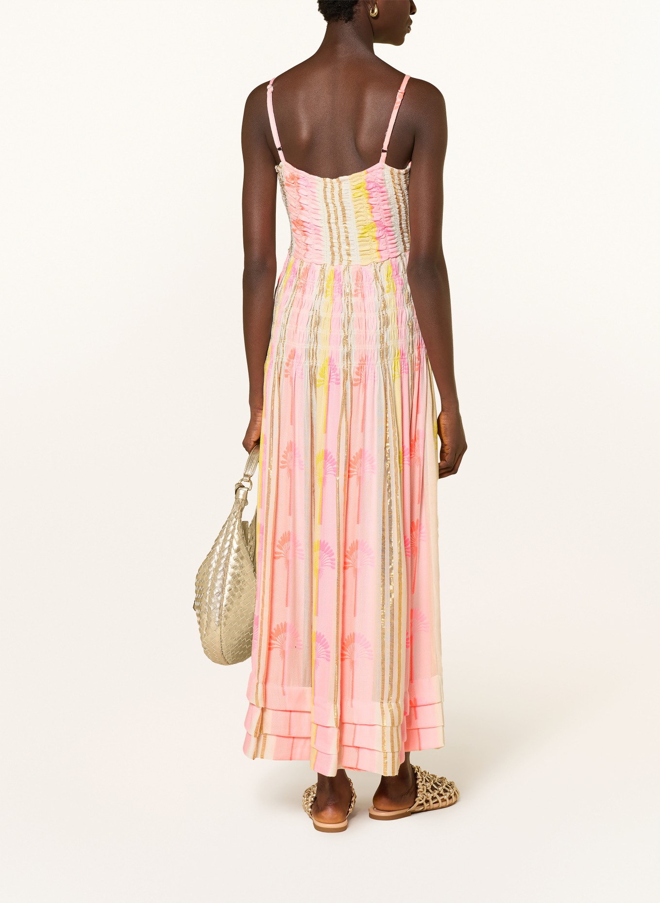 MISS JUNE Kleid PERLA mit Glitzergarn: WEISS / GOLD / NEONPINK