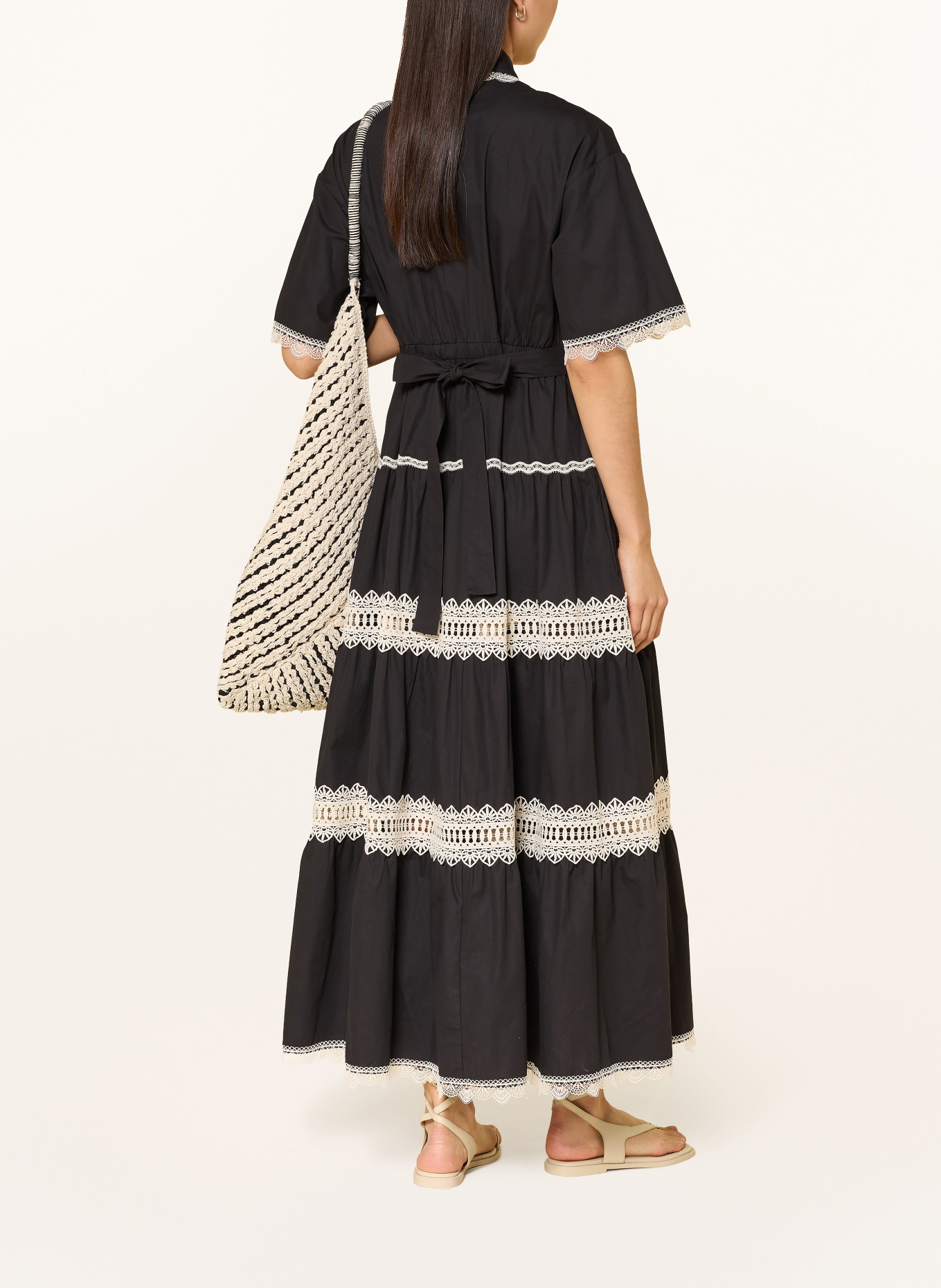 MISS JUNE Hemdblusenkleid BETTY mit Spitze: SCHWARZ / WEISS