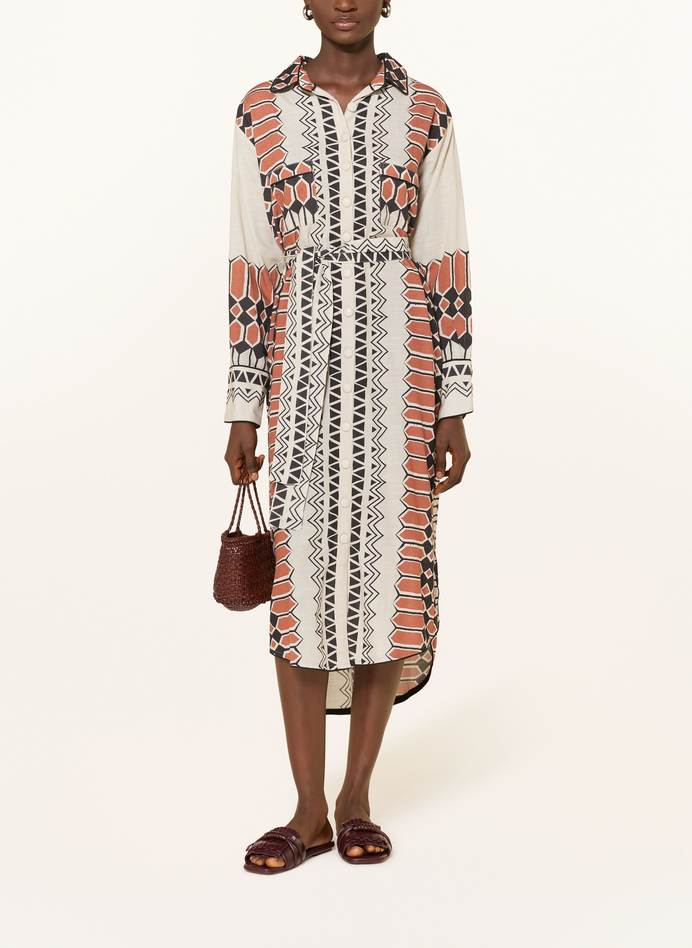 MISS JUNE Hemdblusenkleid ADDY: CREME / BRAUN / SCHWARZ