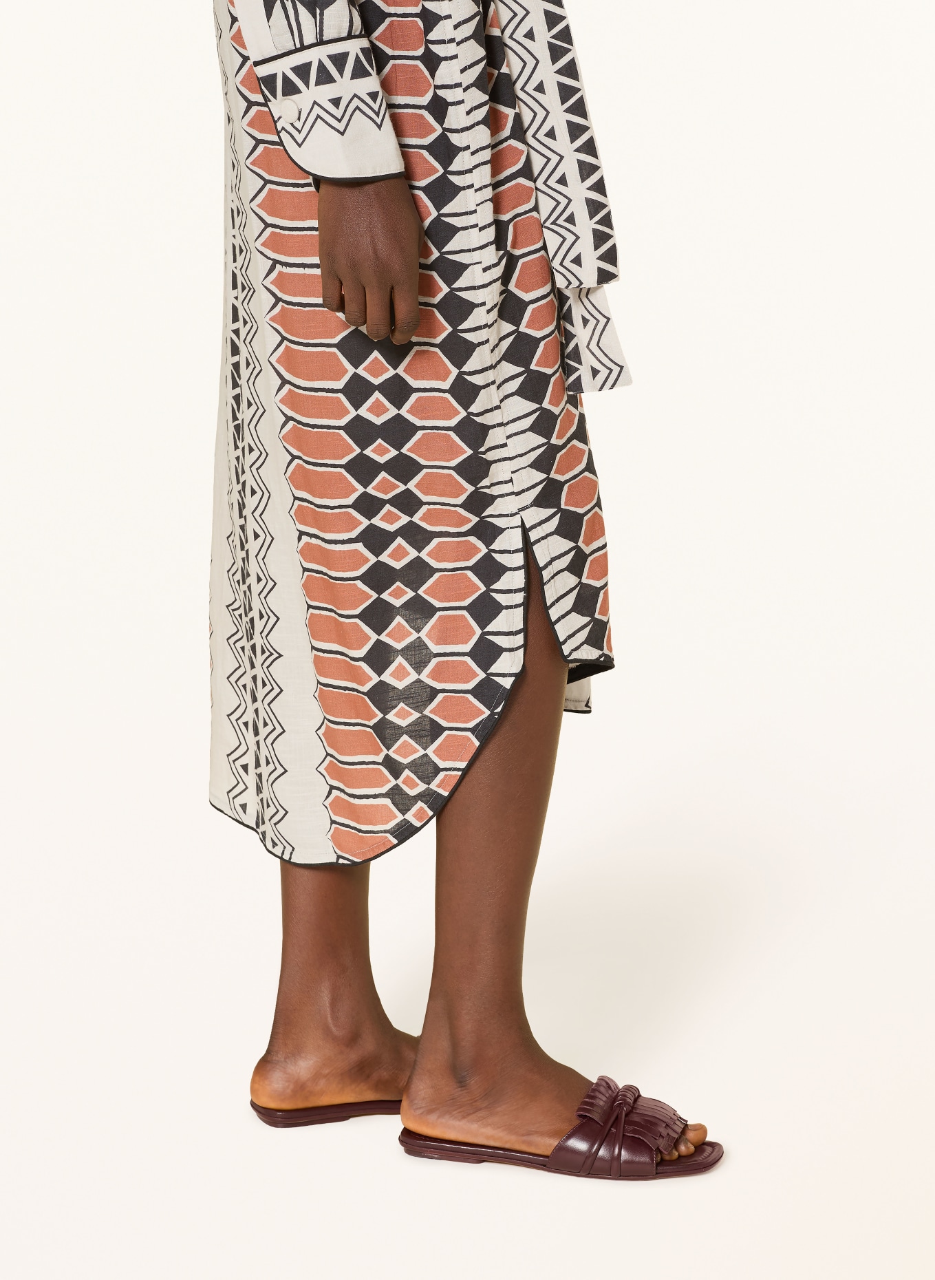 MISS JUNE Hemdblusenkleid ADDY: CREME / BRAUN / SCHWARZ