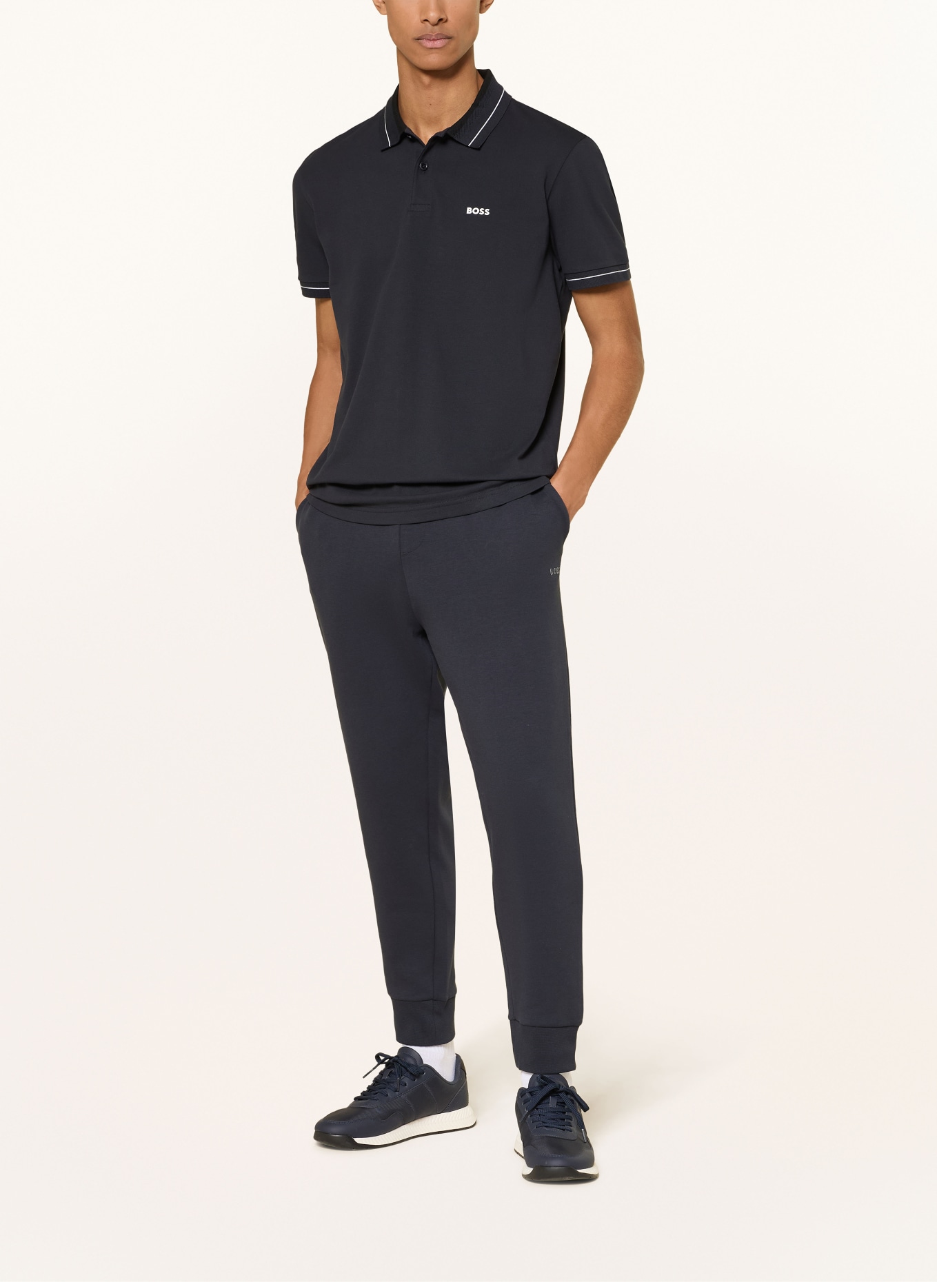 BOSS Koszulka polo z pikowanym wzorem MEMBER Regular Fit: GRANATOWY