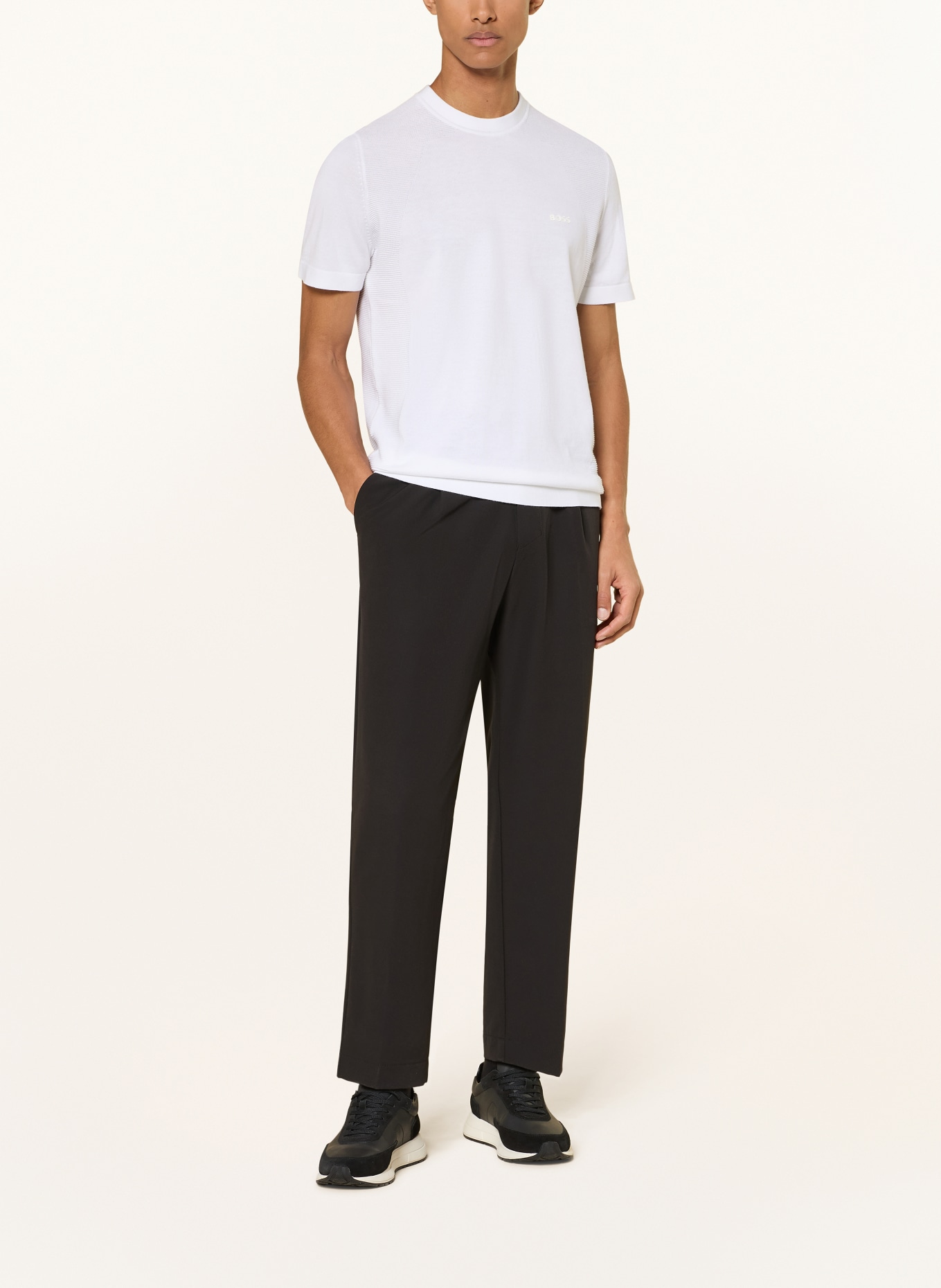 BOSS Gebreid shirt MOMENTUM-LITE: WIT