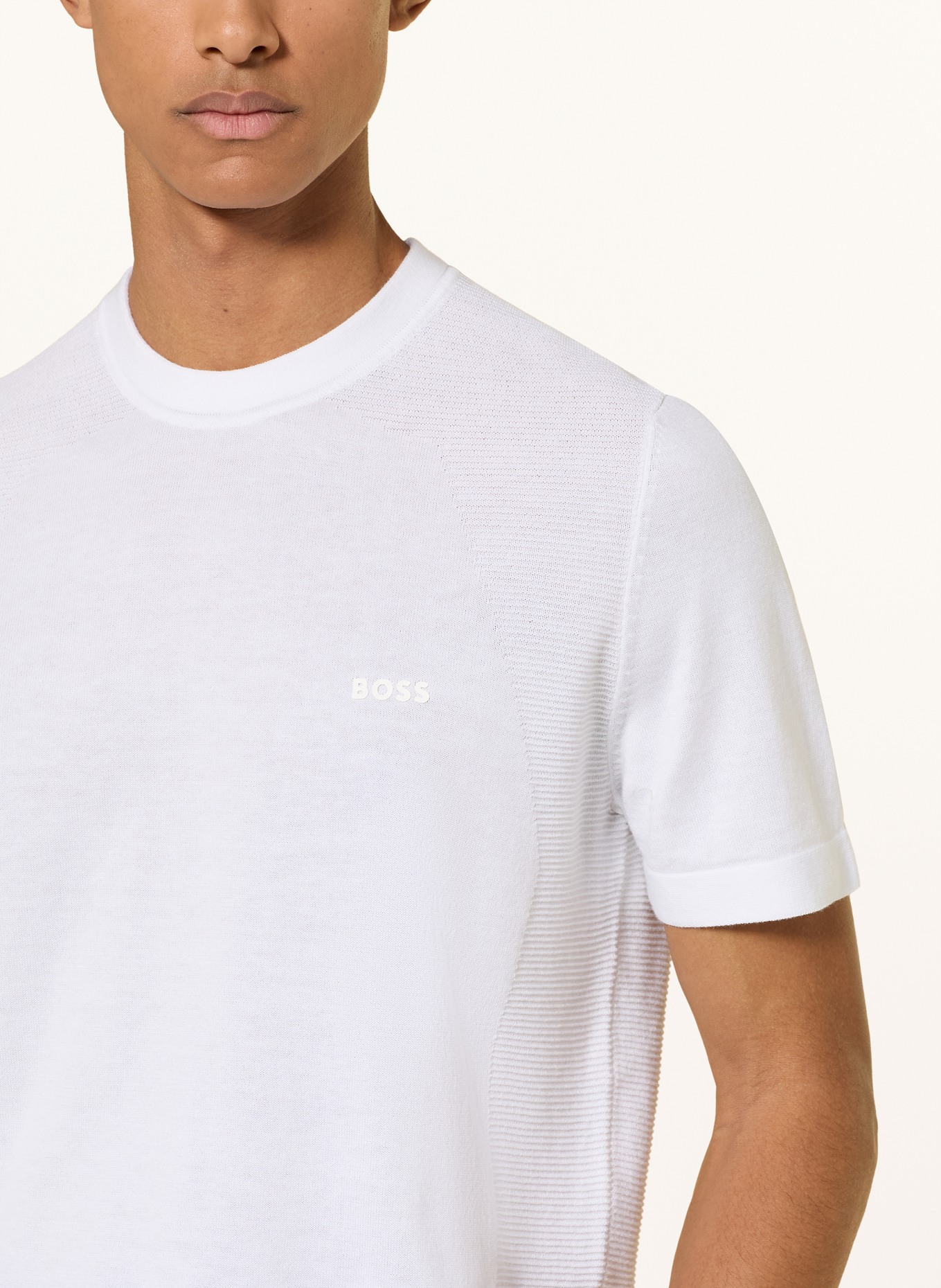 BOSS Gebreid shirt MOMENTUM-LITE: WIT