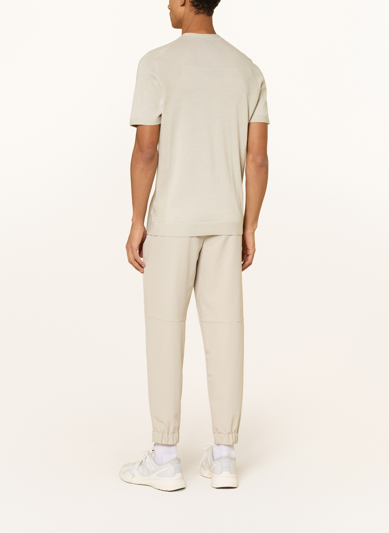 BOSS Gebreid shirt MOMENTUM-LITE: BEIGE