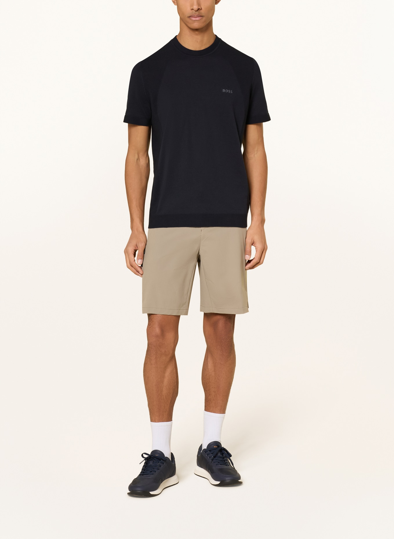 BOSS Strickshirt MOMENTUM-LITE: DUNKELBLAU