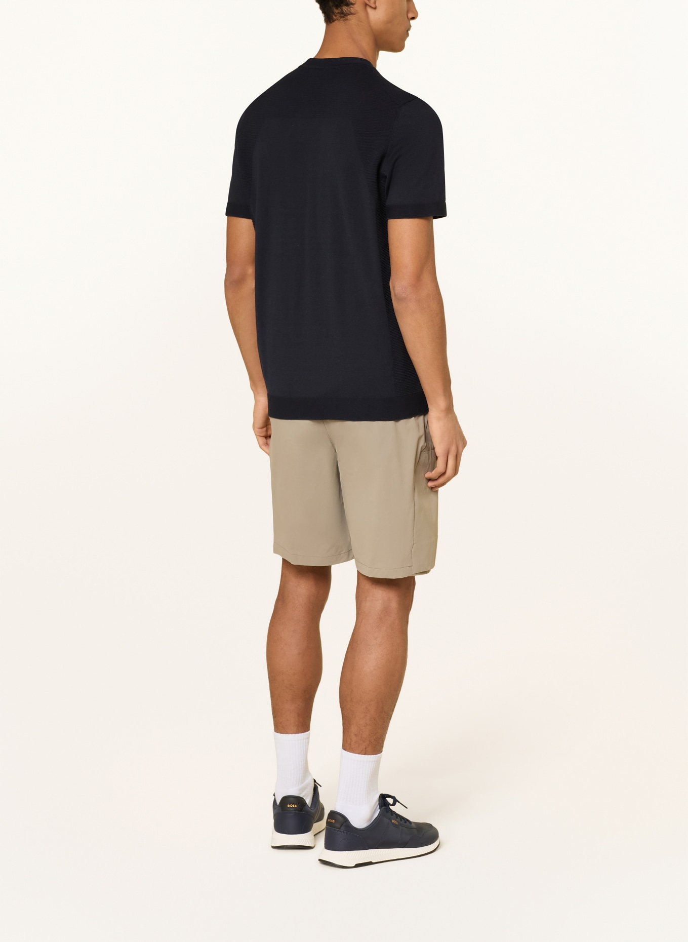 BOSS Strickshirt MOMENTUM-LITE: DUNKELBLAU