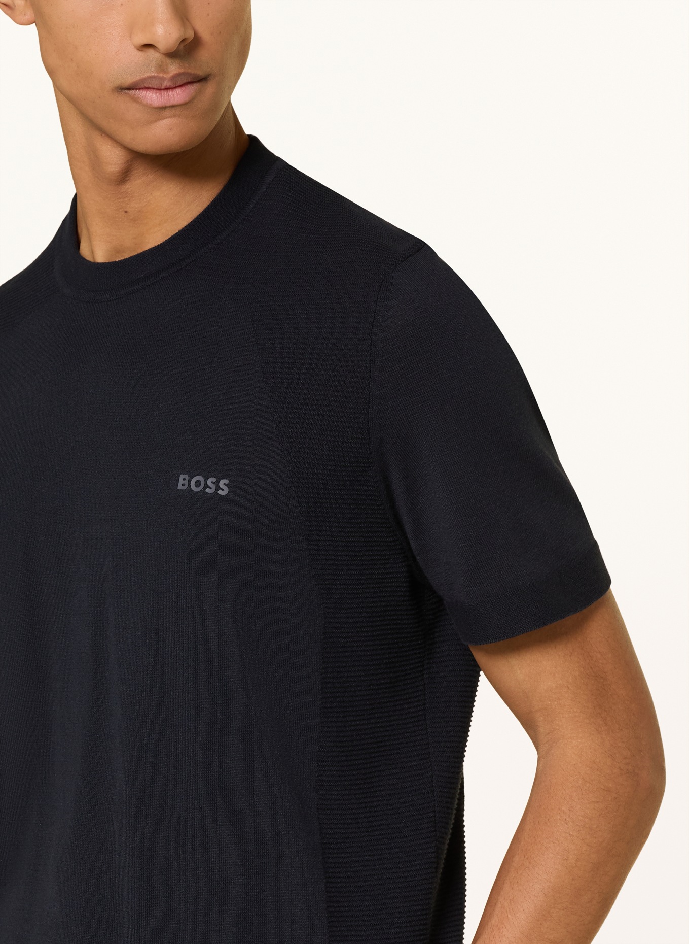 BOSS Strickshirt MOMENTUM-LITE: DUNKELBLAU