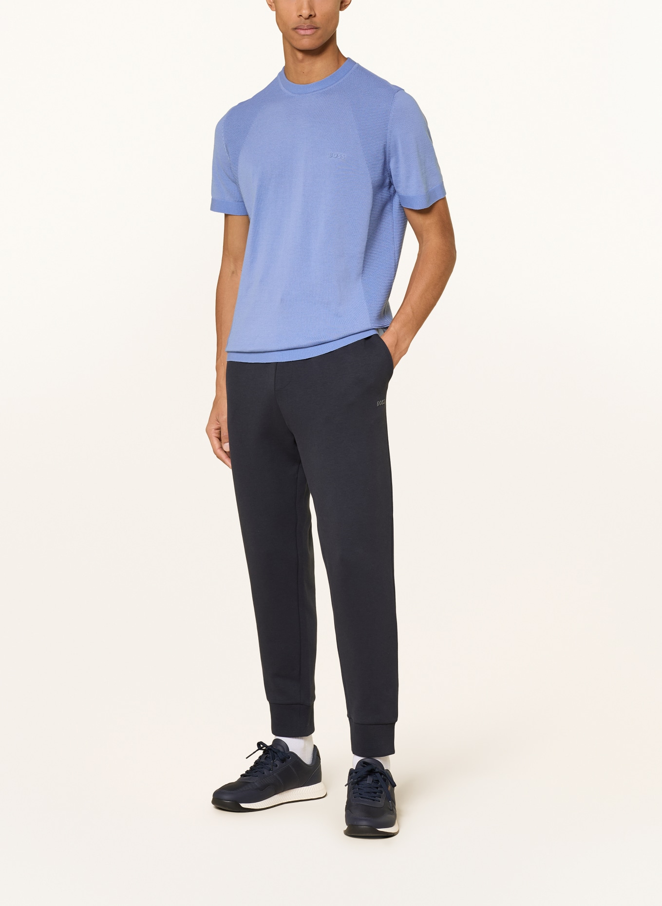 BOSS Gebreid shirt MOMENTUM-LITE: BLAUW