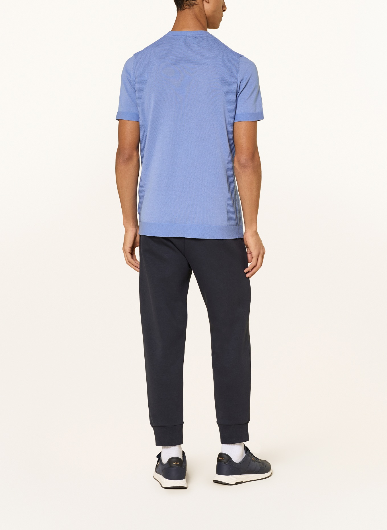 BOSS Gebreid shirt MOMENTUM-LITE: BLAUW