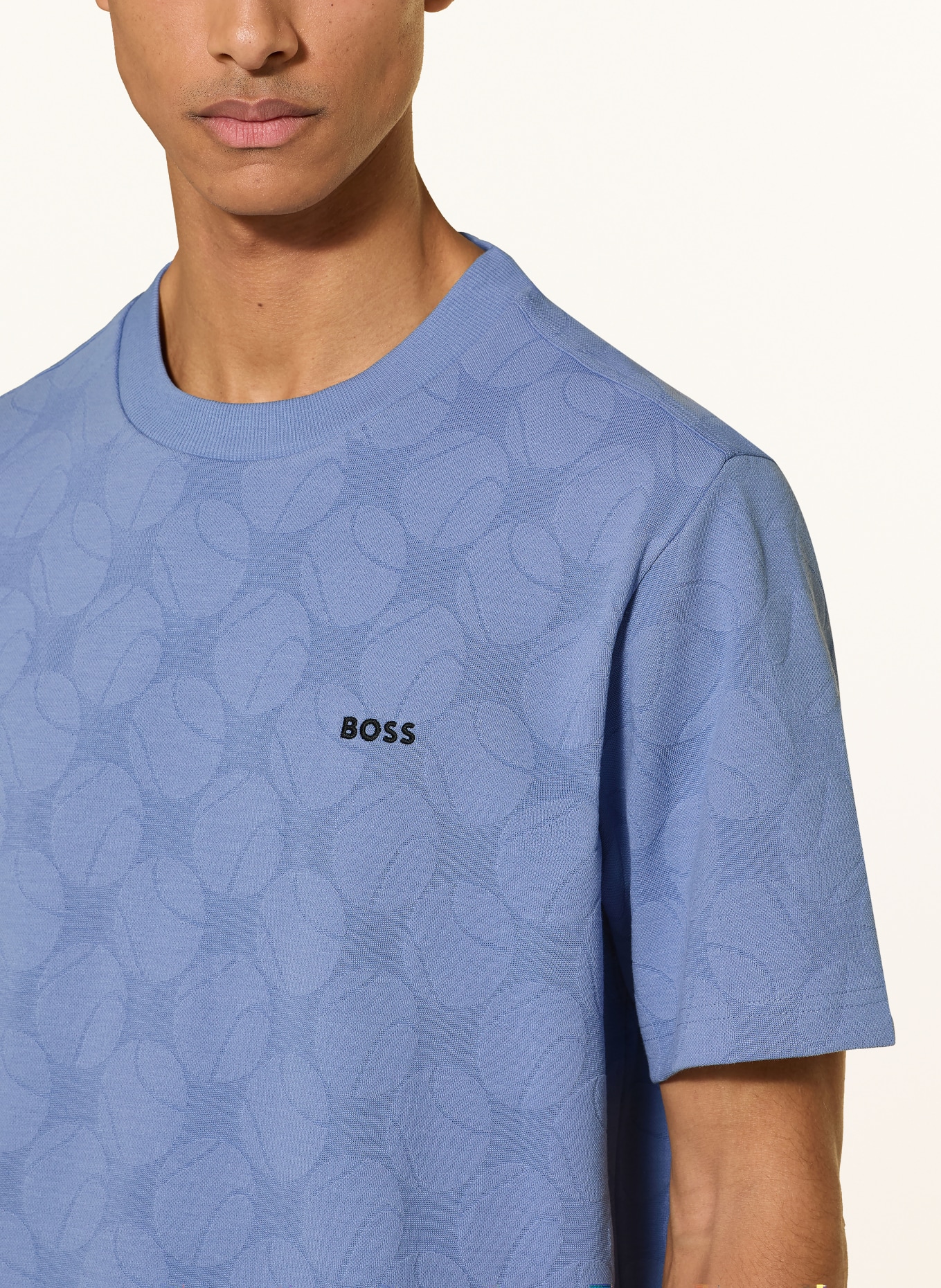 BOSS T-shirt MEMBER: LICHTBLAUW / ZWART