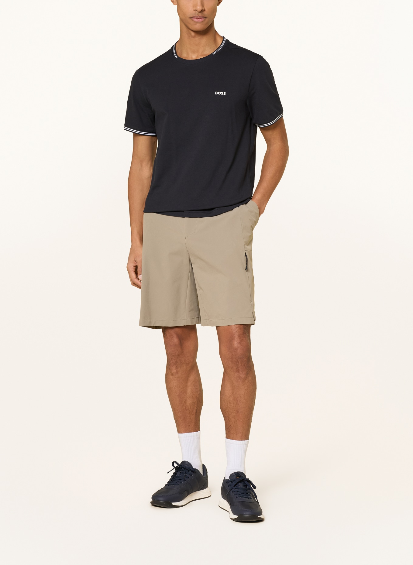 BOSS T-Shirt TAUL: DUNKELBLAU / WEISS