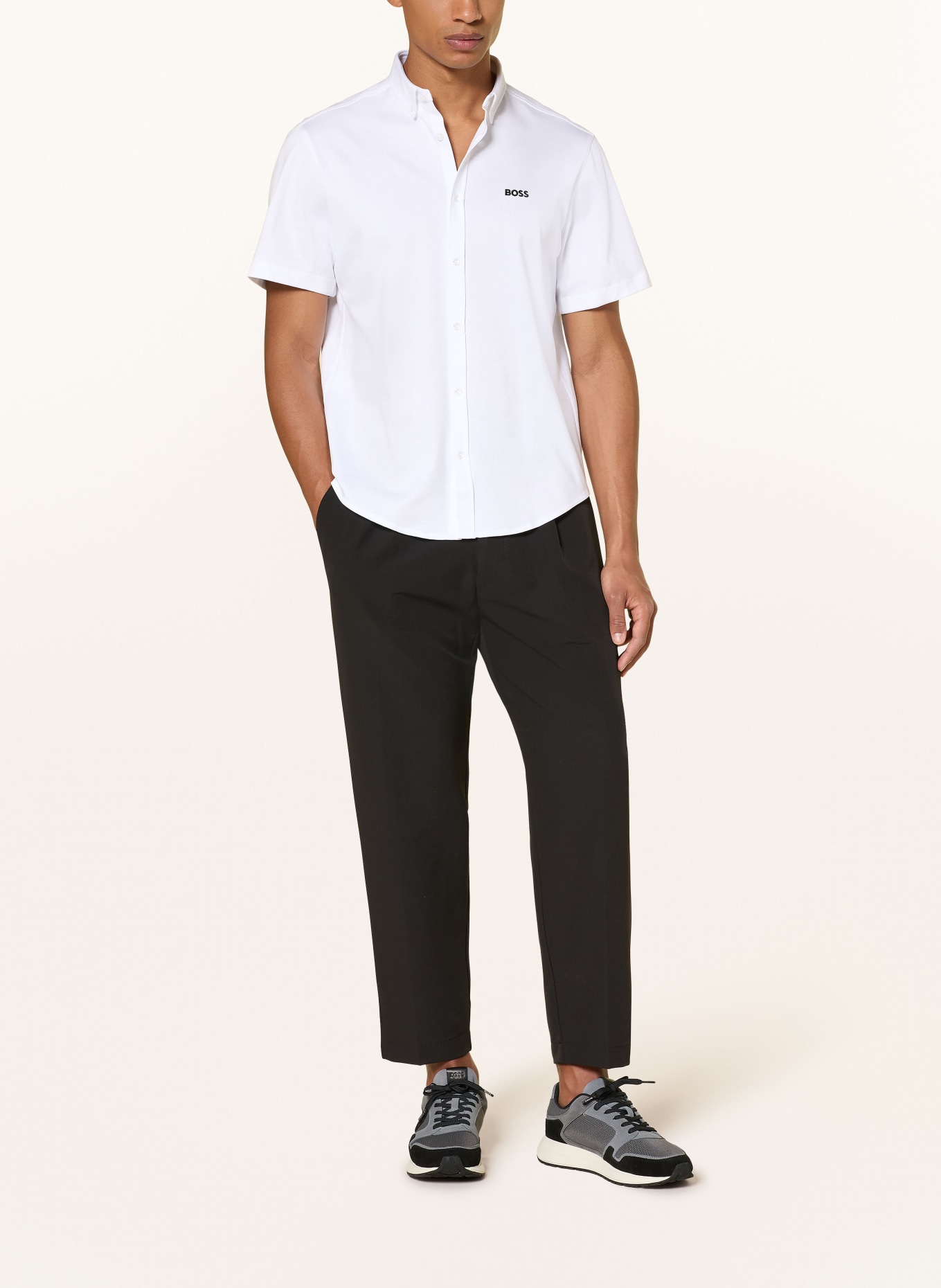 BOSS Chemise à manches courtes ST_MOTION S Regular Fit en jersey: BLANC