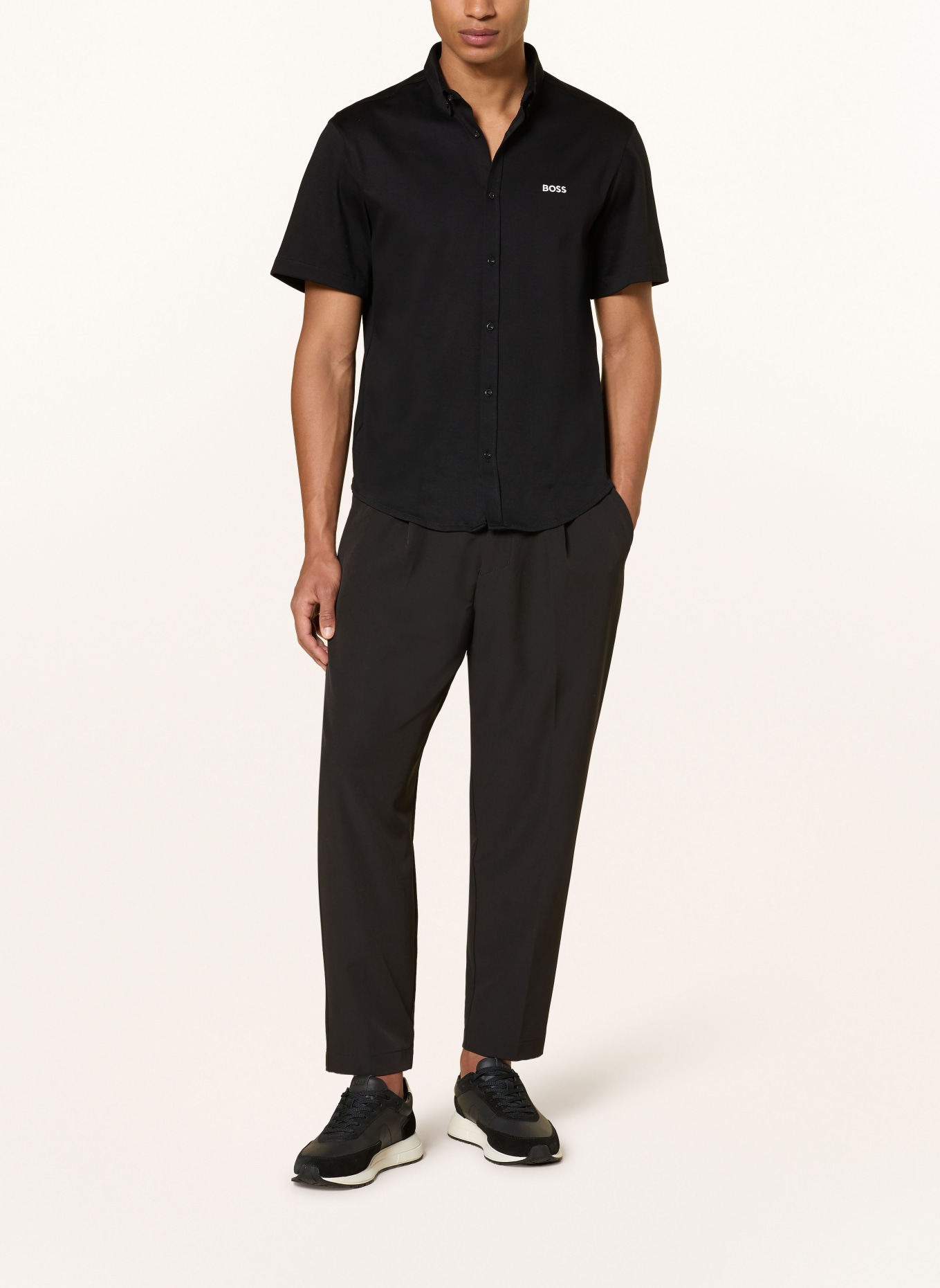 BOSS Koszula z krótkim rękawem ST_MOTION S Regular Fit z dżerseju: CZARNY