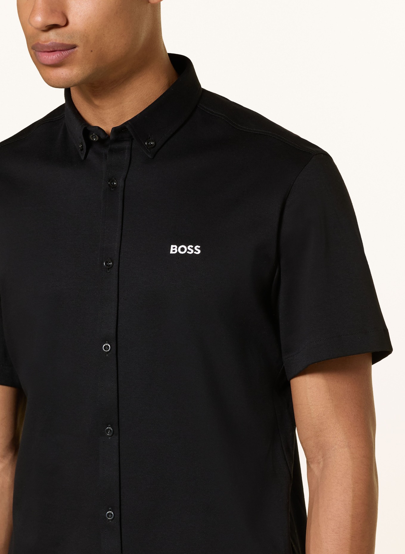 BOSS Koszula z krótkim rękawem ST_MOTION S Regular Fit z dżerseju: CZARNY