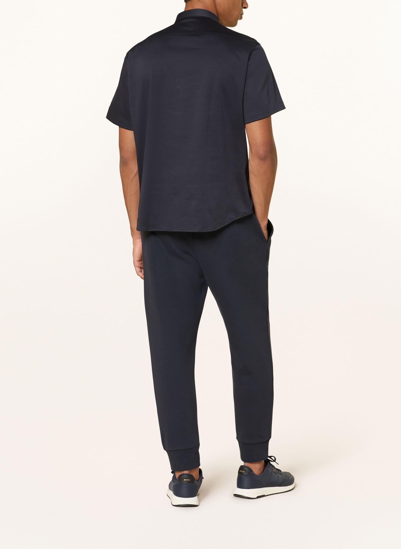 BOSS Koszula z krótkim rękawem ST_MOTION S Regular Fit z dżerseju: GRANATOWY