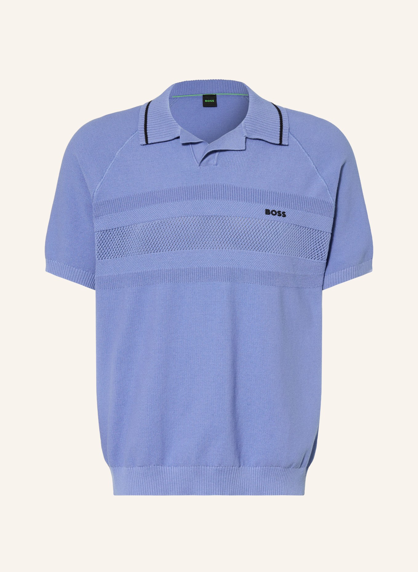 BOSS Gebreid poloshirt: BLAUW