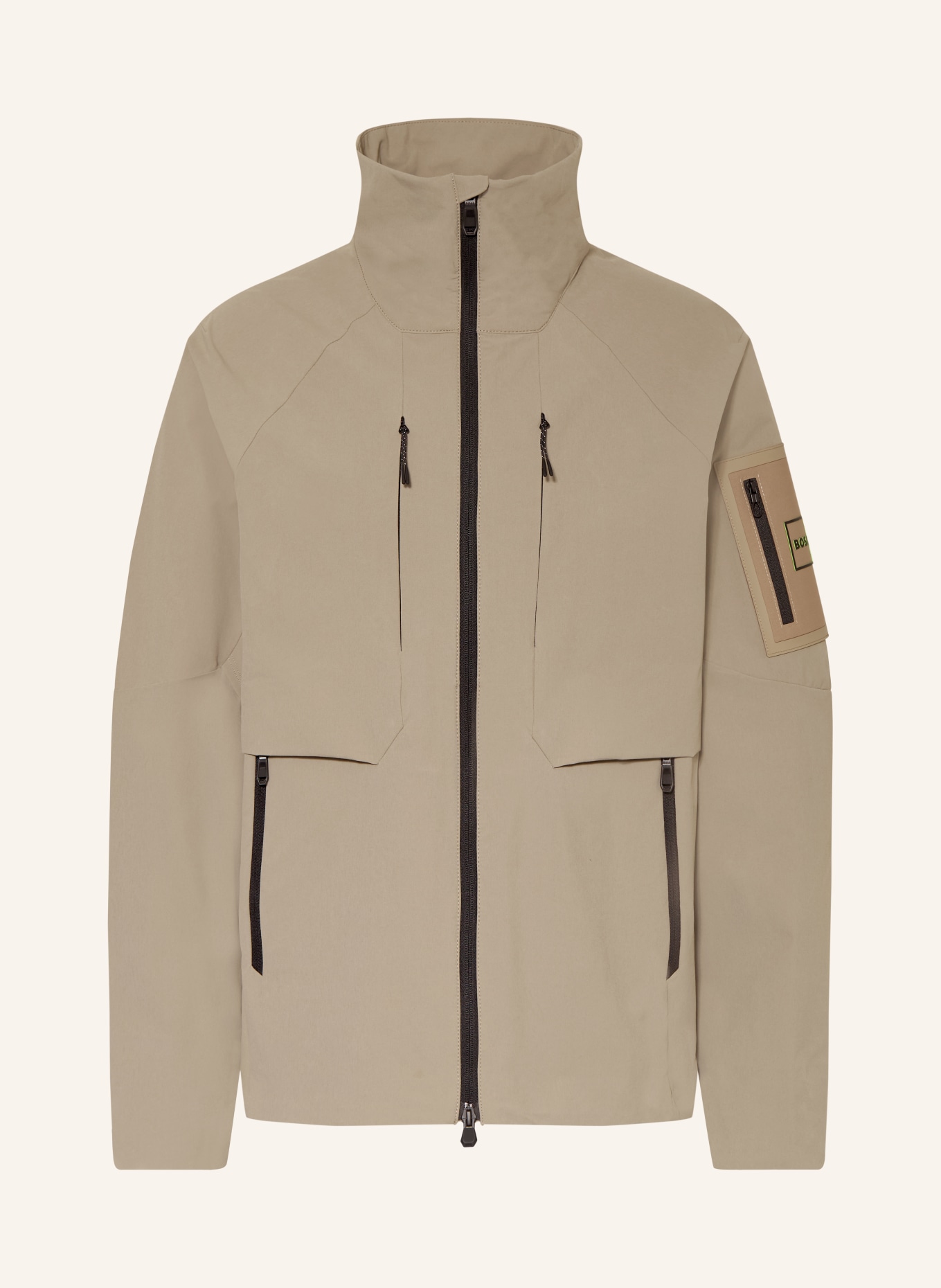 BOSS Regenjacke GLOBE HEXA: KHAKI / SCHWARZ