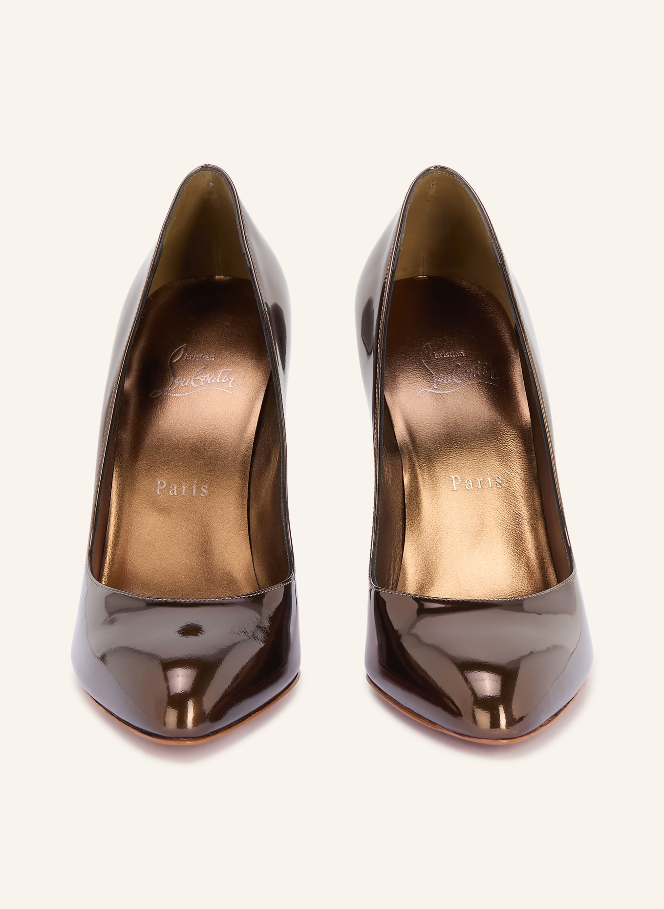 Christian Louboutin FANNYLOVE 100 Patent Leather Pumps: DARK BROWN