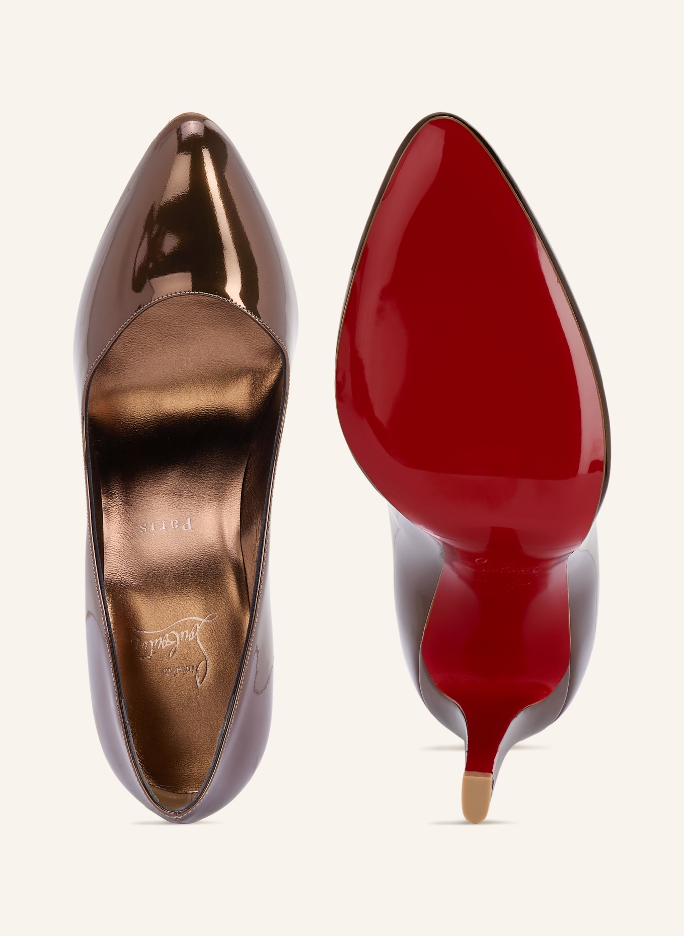 Christian Louboutin FANNYLOVE 100 Patent Leather Pumps: DARK BROWN